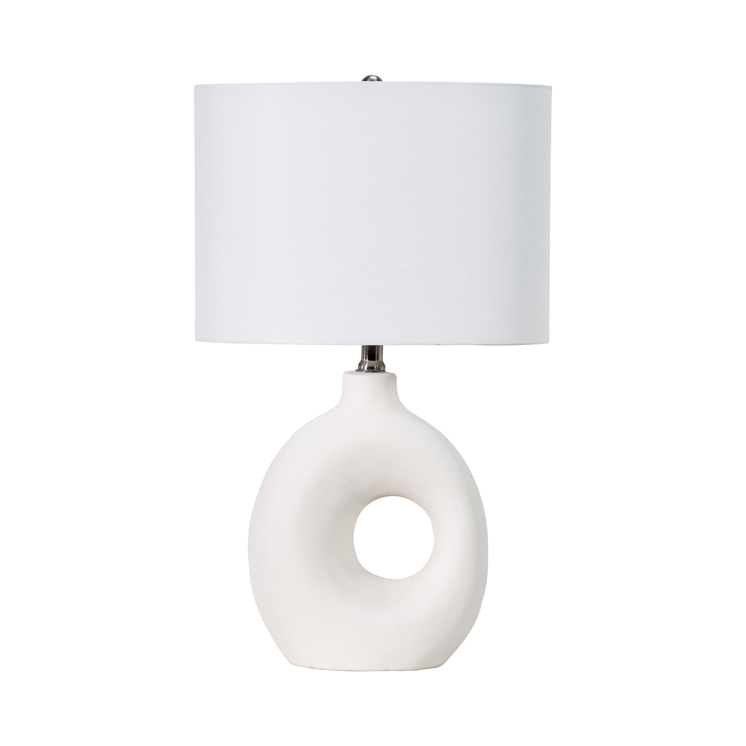 23-inch Ceramic Cutout Chamber Table Lamp | White