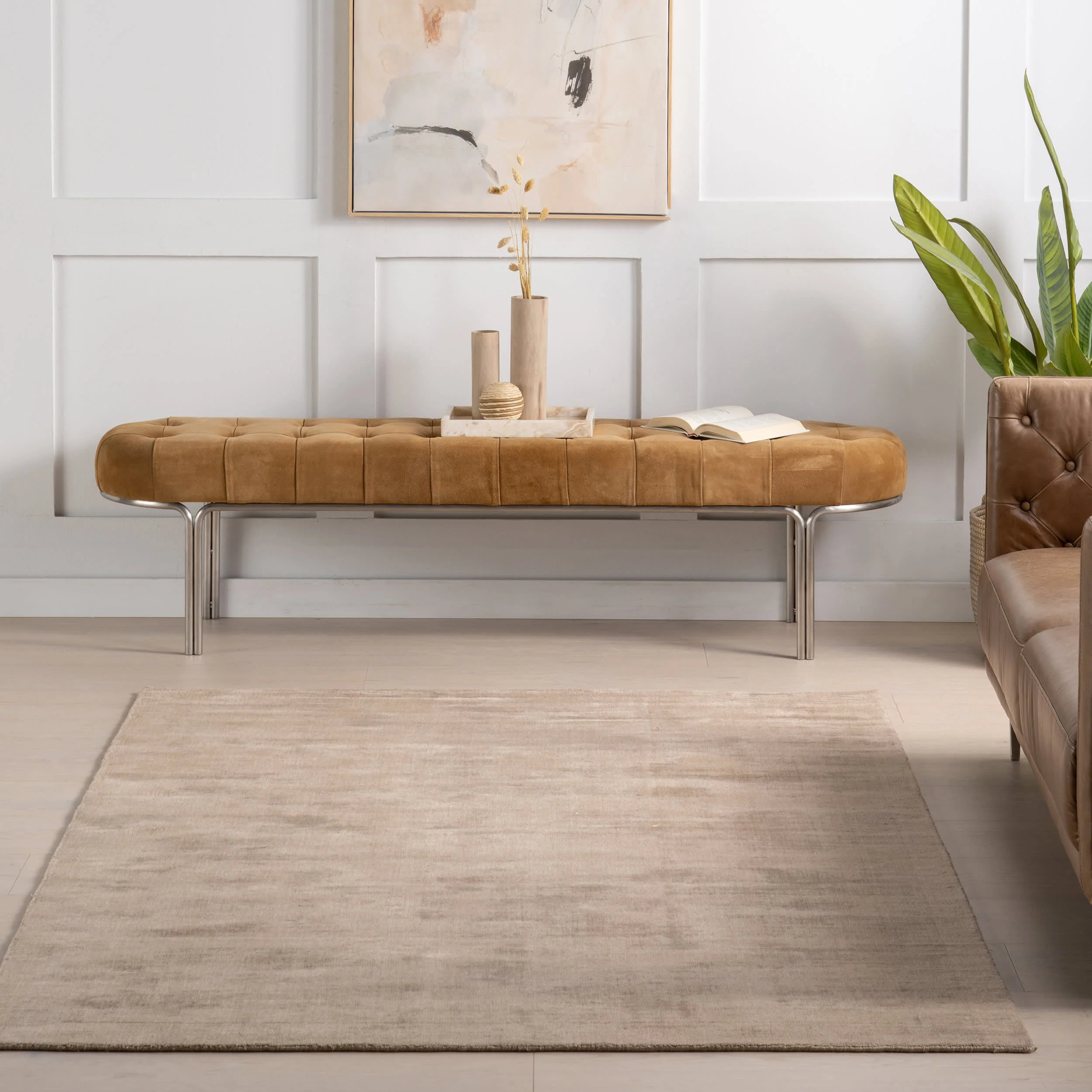 Alva Hand Loom Knotted Viscose Rug | Taupe - Image 6