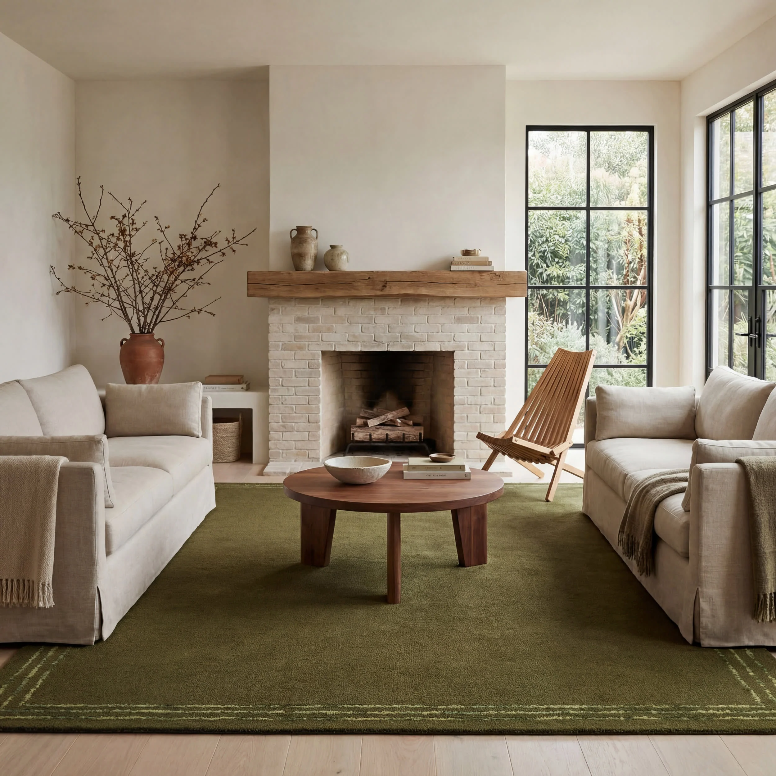 Baina Modern Bordered Rug | Green - Image 2
