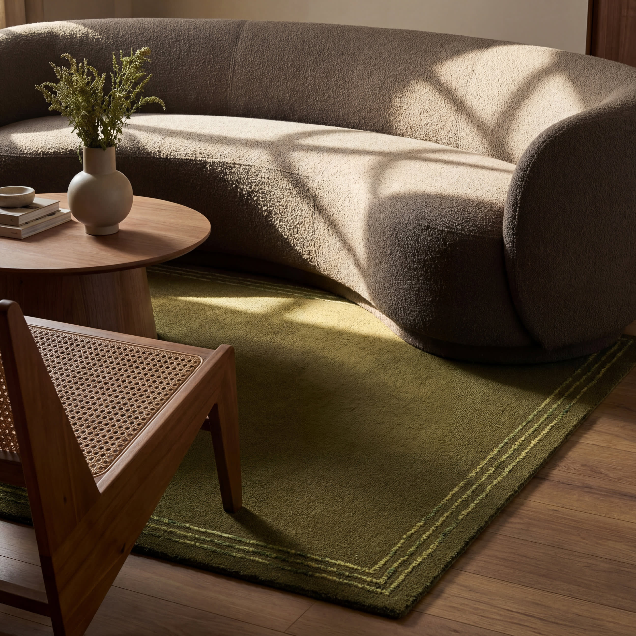 Baina Modern Bordered Rug | Green - Image 8