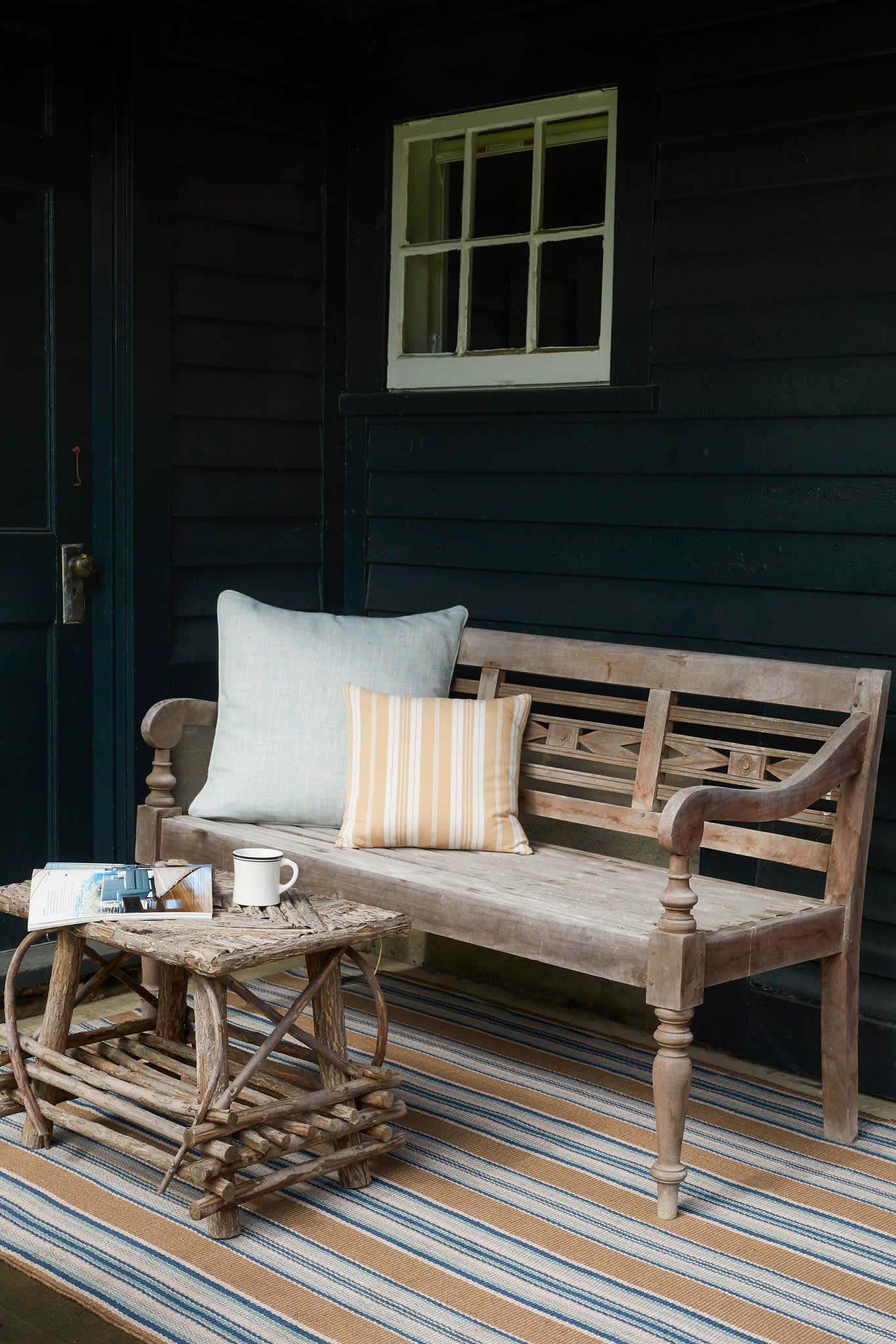 Heron Stripe Handwoven Indoor/Outdoor Rug | Blue - Image 2