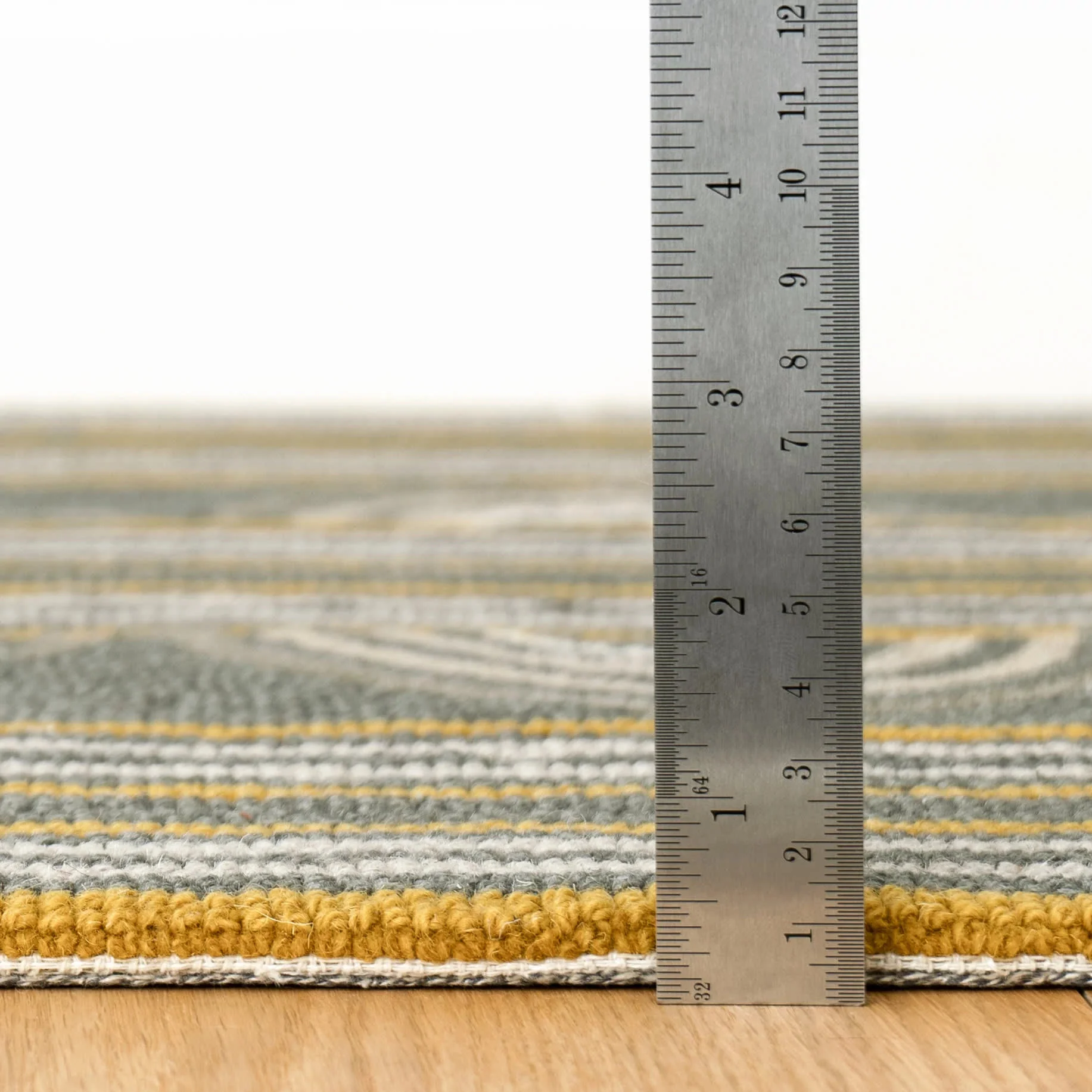 Button Hand Micro Hooked Wool Rug | Grey - Image 5
