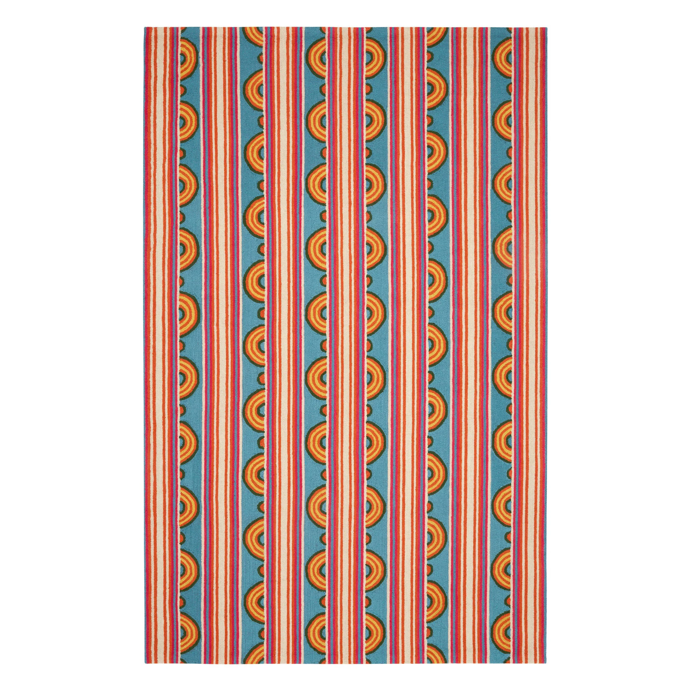 Button Hand Micro Hooked Wool Rug | Multi