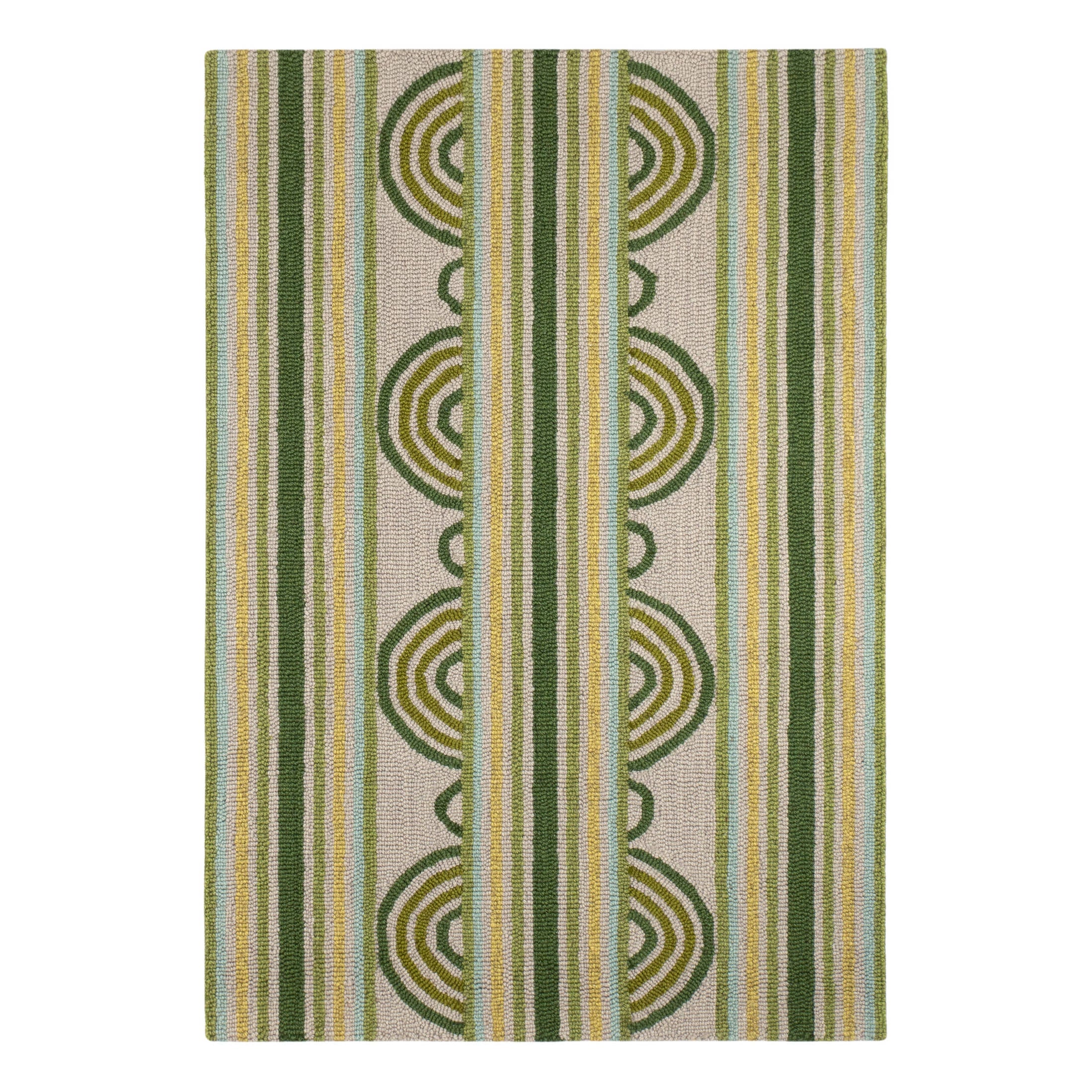 Button Hand Micro Hooked Wool Rug | Olive - Image 2