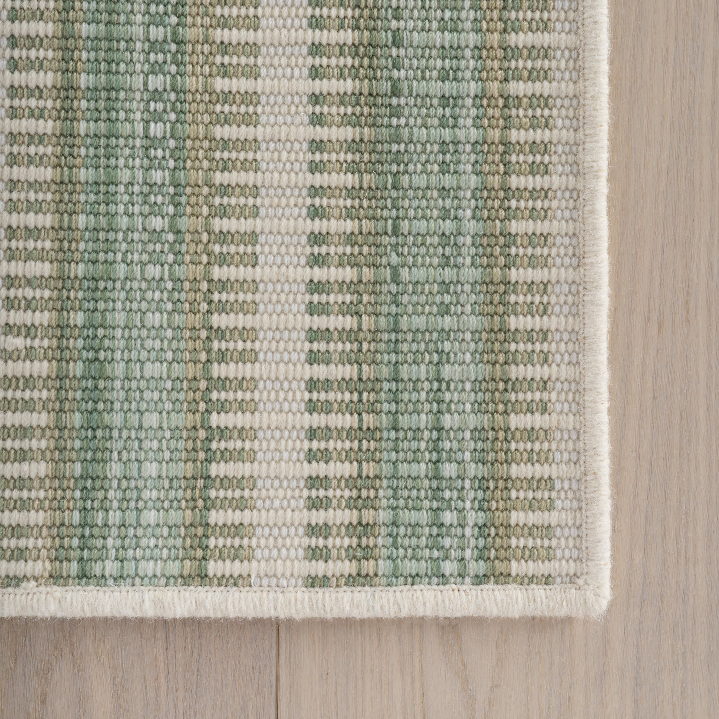 Calee Striped Woven Wool Custom Rug | Green - Image 4