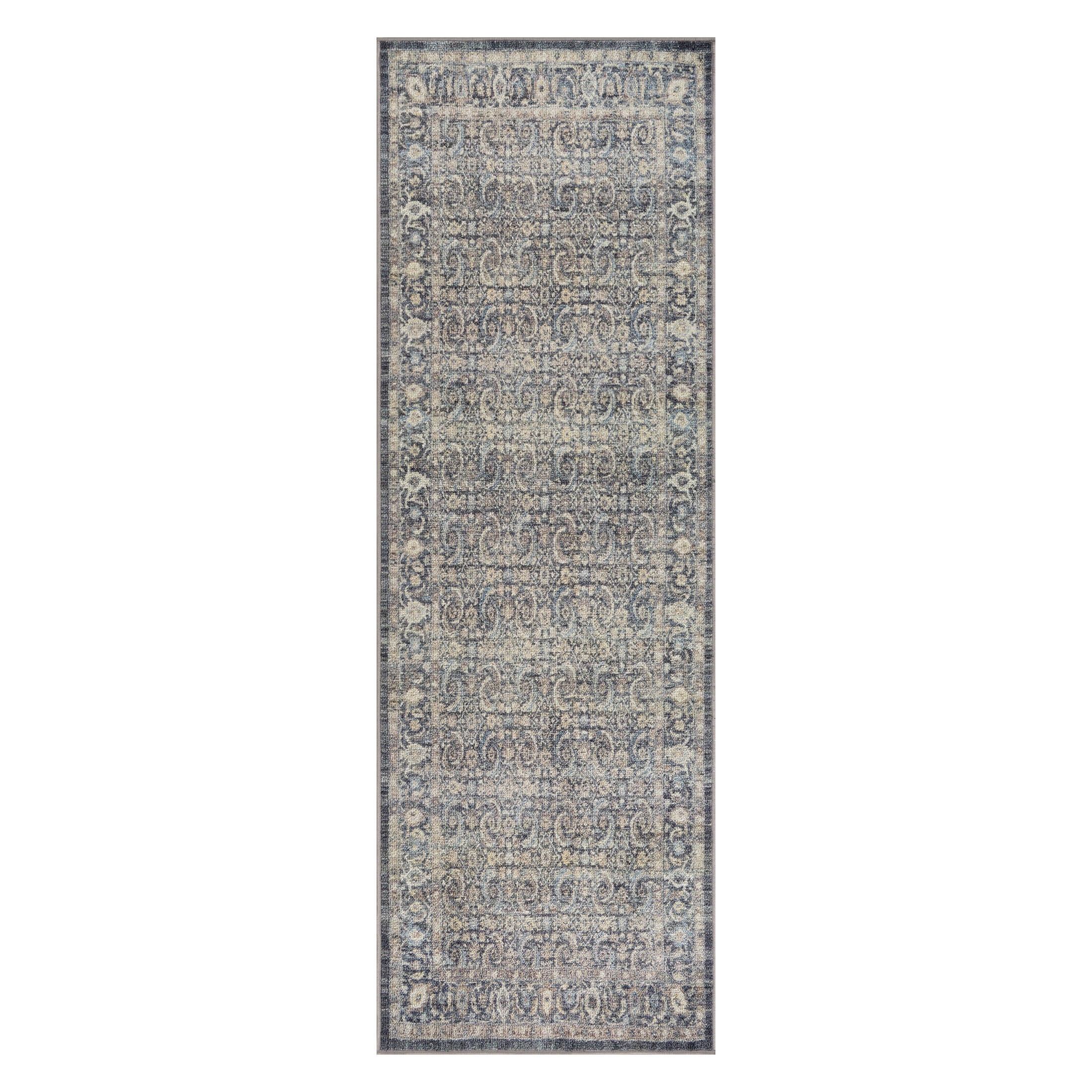 Elarisse Traditional Bordered Washable Rug | Blue - Image 2