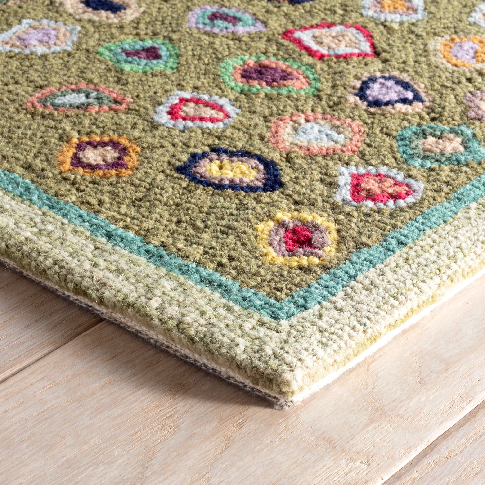 Cats Paw Hand Micro Hooked Wool Rug | Sage - Image 8