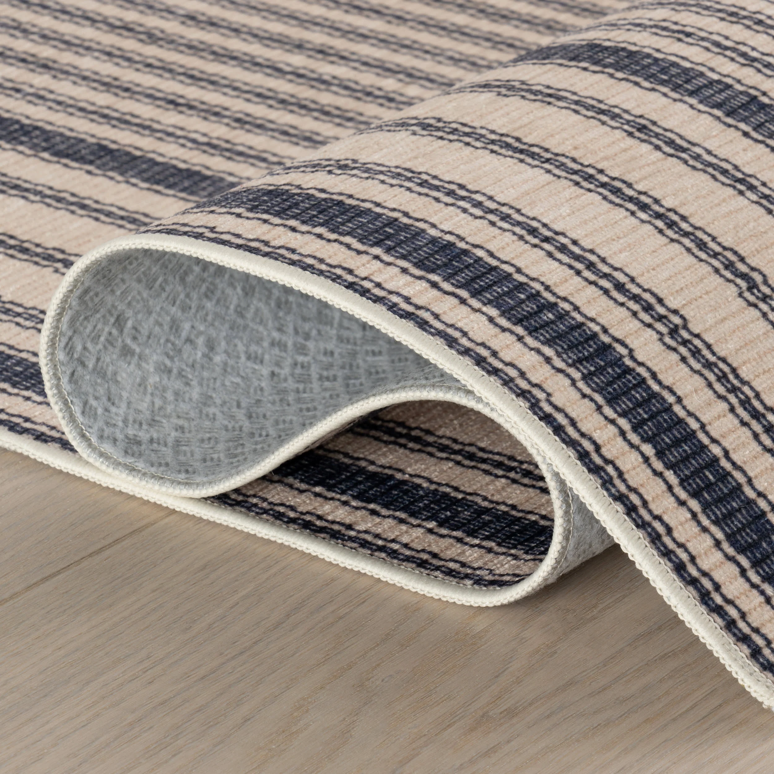 Axiom Coastal Striped Machine Washable Rug | Navy - Image 6