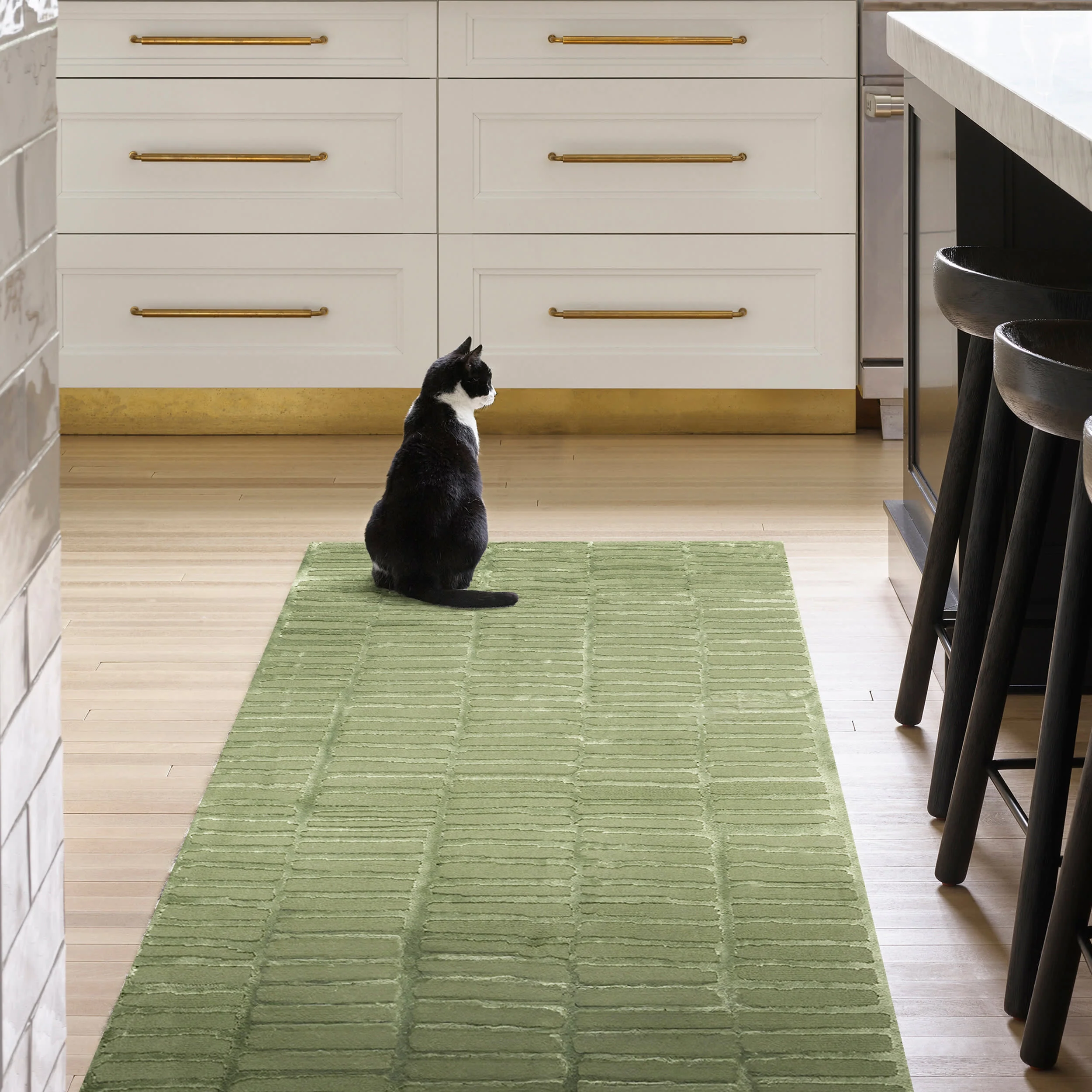 Bristol Textured Washable Rug | Green - Image 6