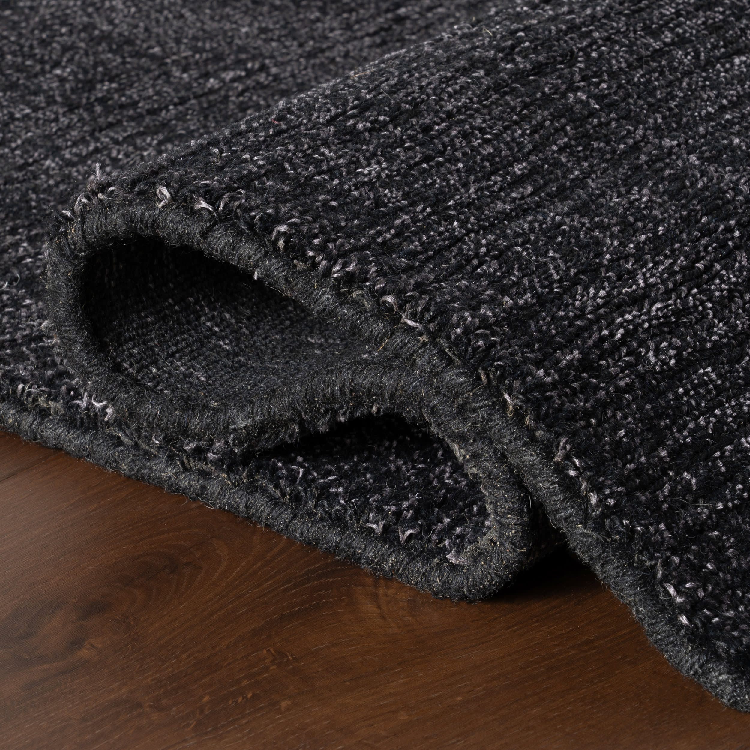 Crosby Solid Wool Rug by Nate Berkus | Black - Image 7