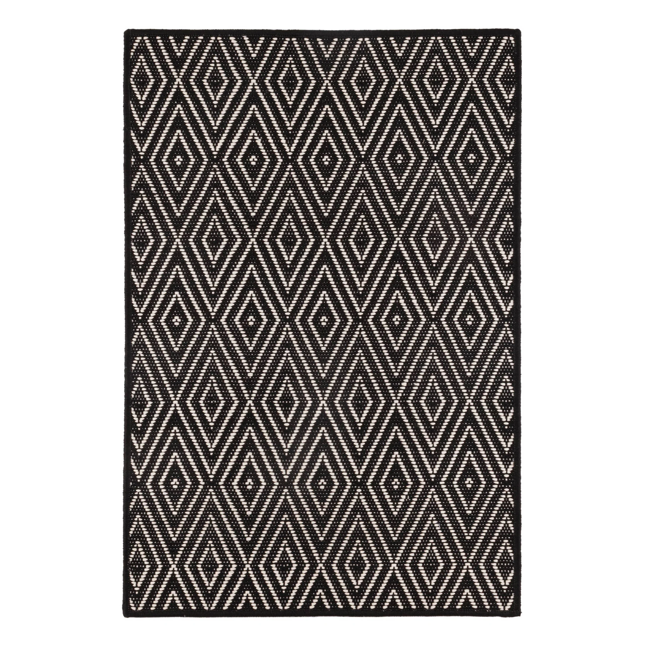 Diamond Handwoven Indoor/Outdoor Rug | Black/Ivory