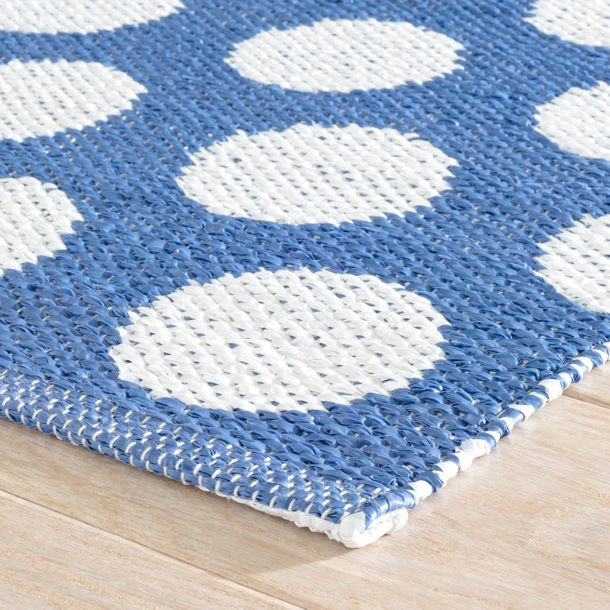 Dot French Blue Handwoven Indoor/Outdoor Rug Swatch - Image 4