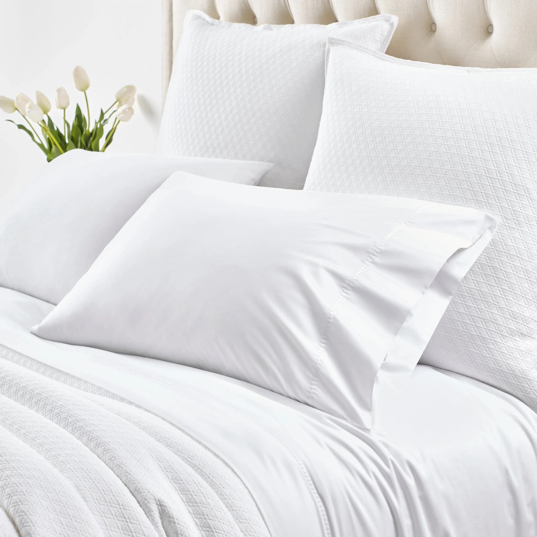 Dottie Embroidered Pillowcases | White