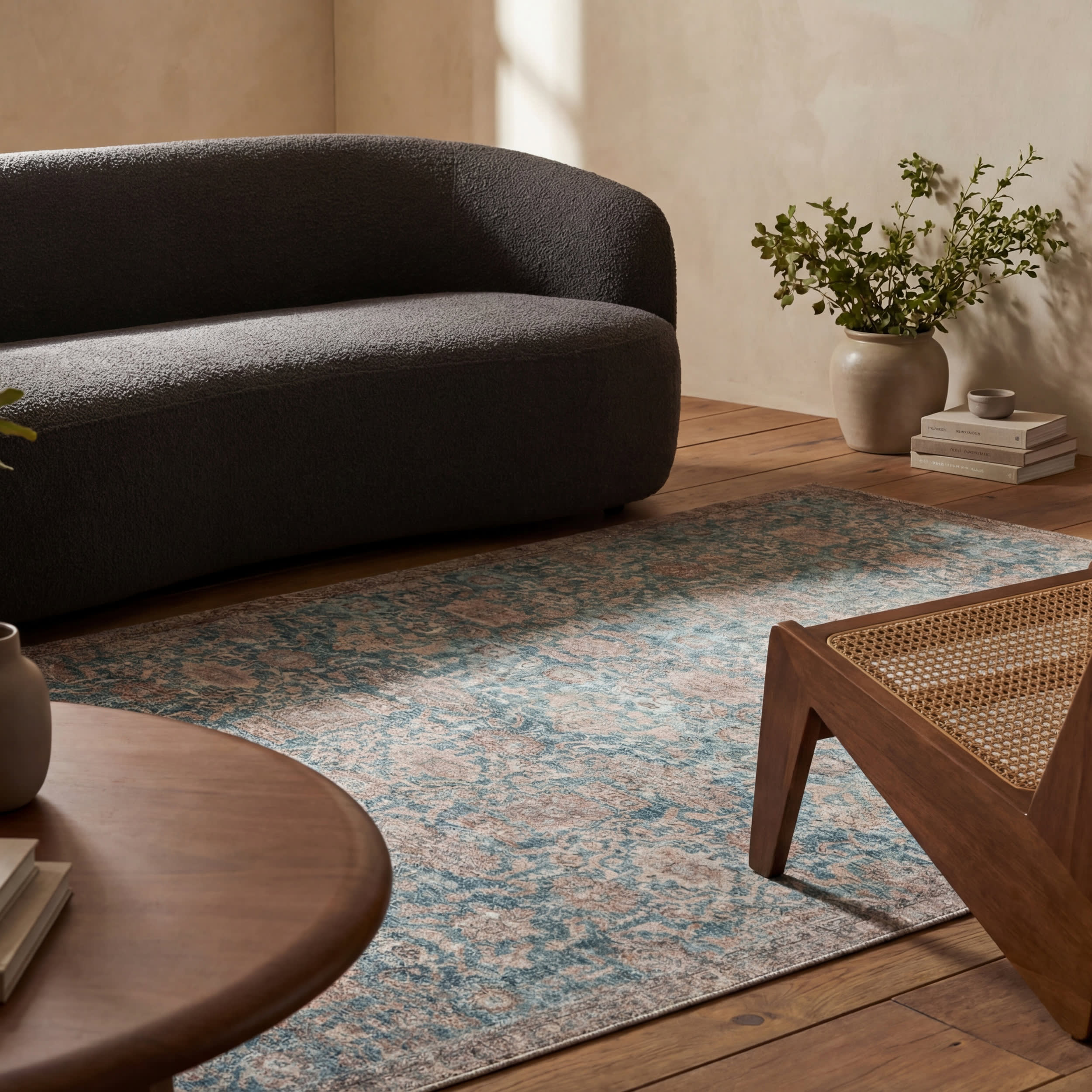 Adelaide Vintage Washable Rug | Blue - Image 8