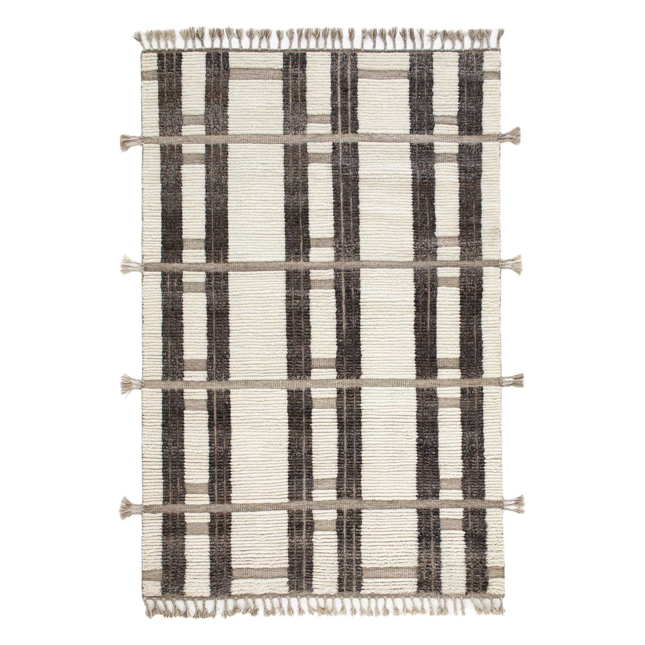 Everett Hand Knotted Wool Rug | Ivory/Grey