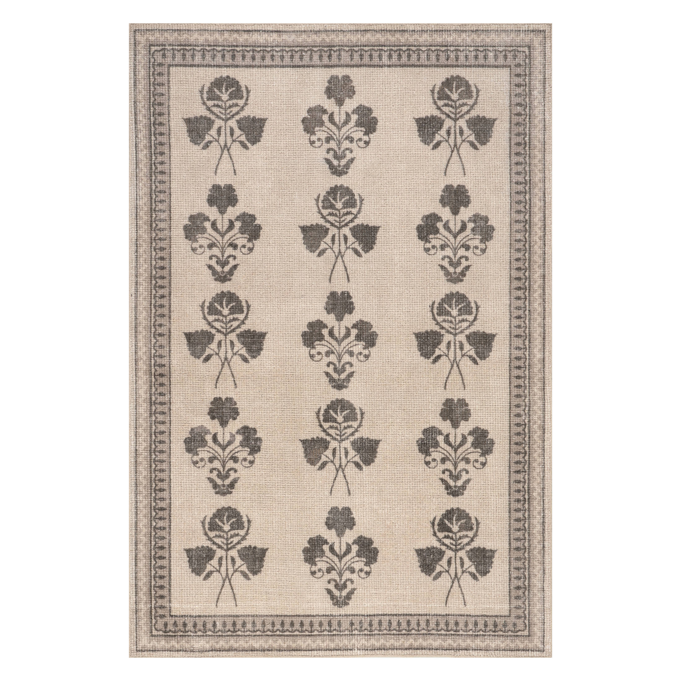 Floris Hand Tufted Floral Wool-Blend Rug | Light Beige