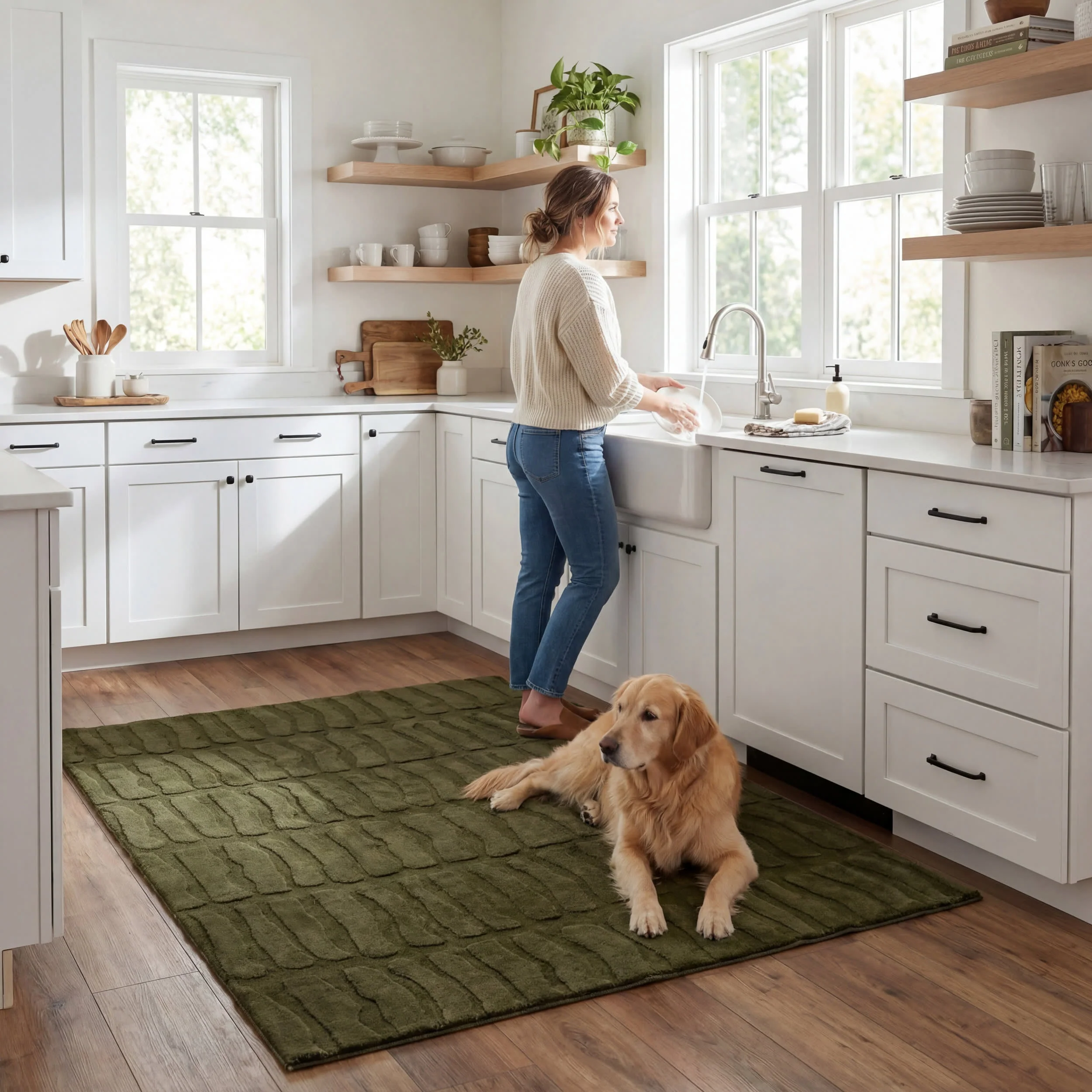 Noelle Cloud Washable Rug | Green - Image 9