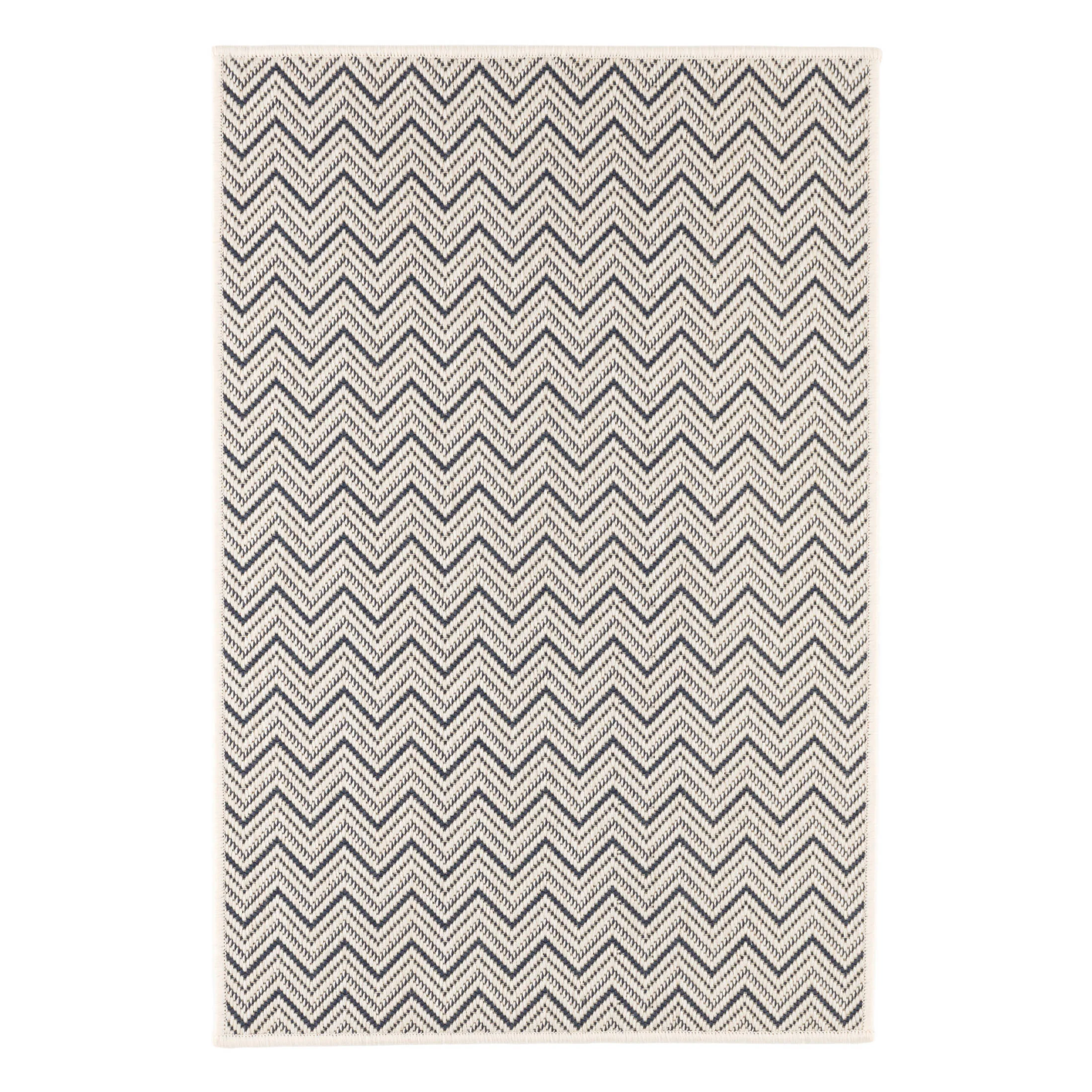 Happy Chevron Woven Indoor/Outdoor Custom Rug | Navy