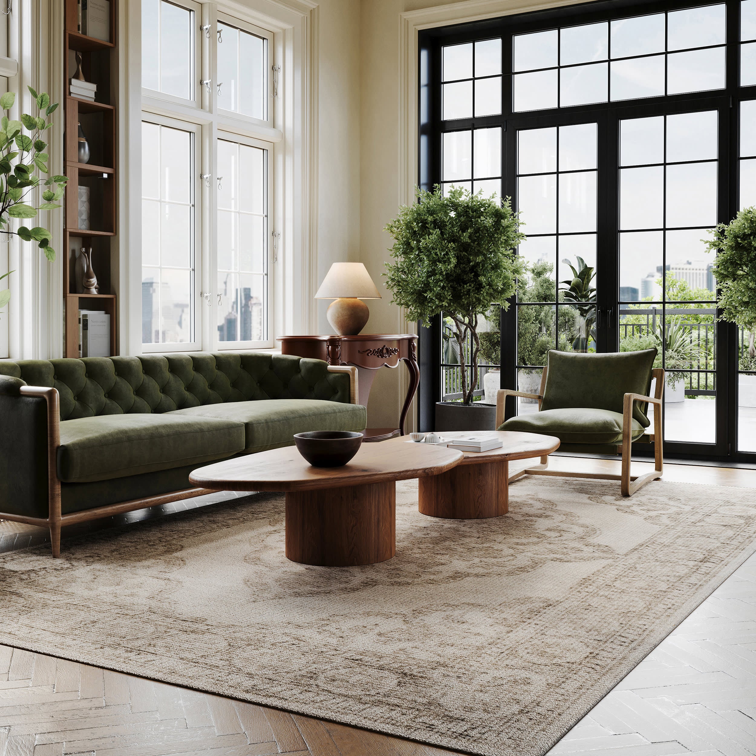 Istanbul Hand Tufted Ornate Border Wool-Blend Rug | Beige - Image 3