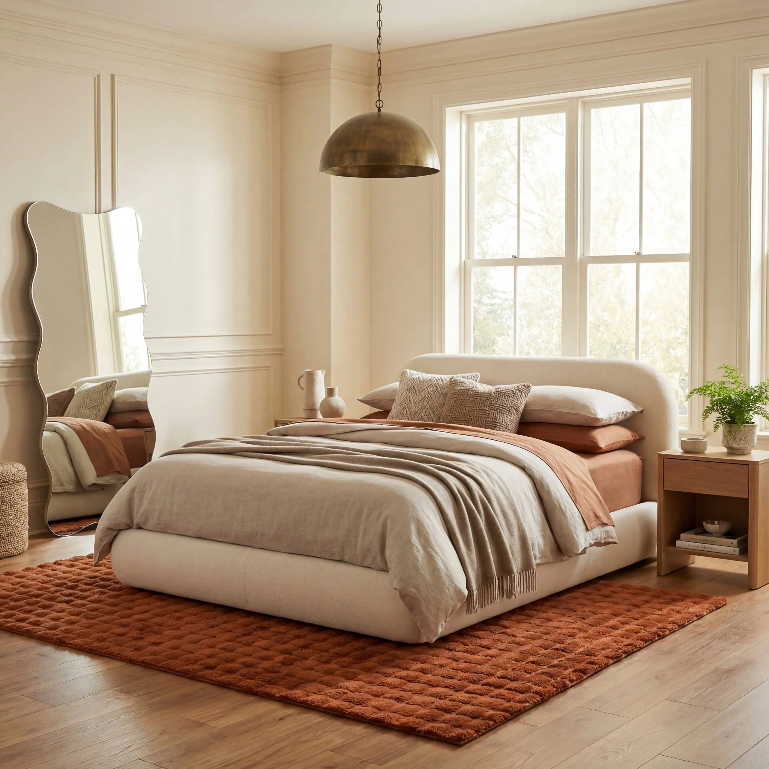 Katy Checkered Cloud Washable Rug | Brick - Image 3
