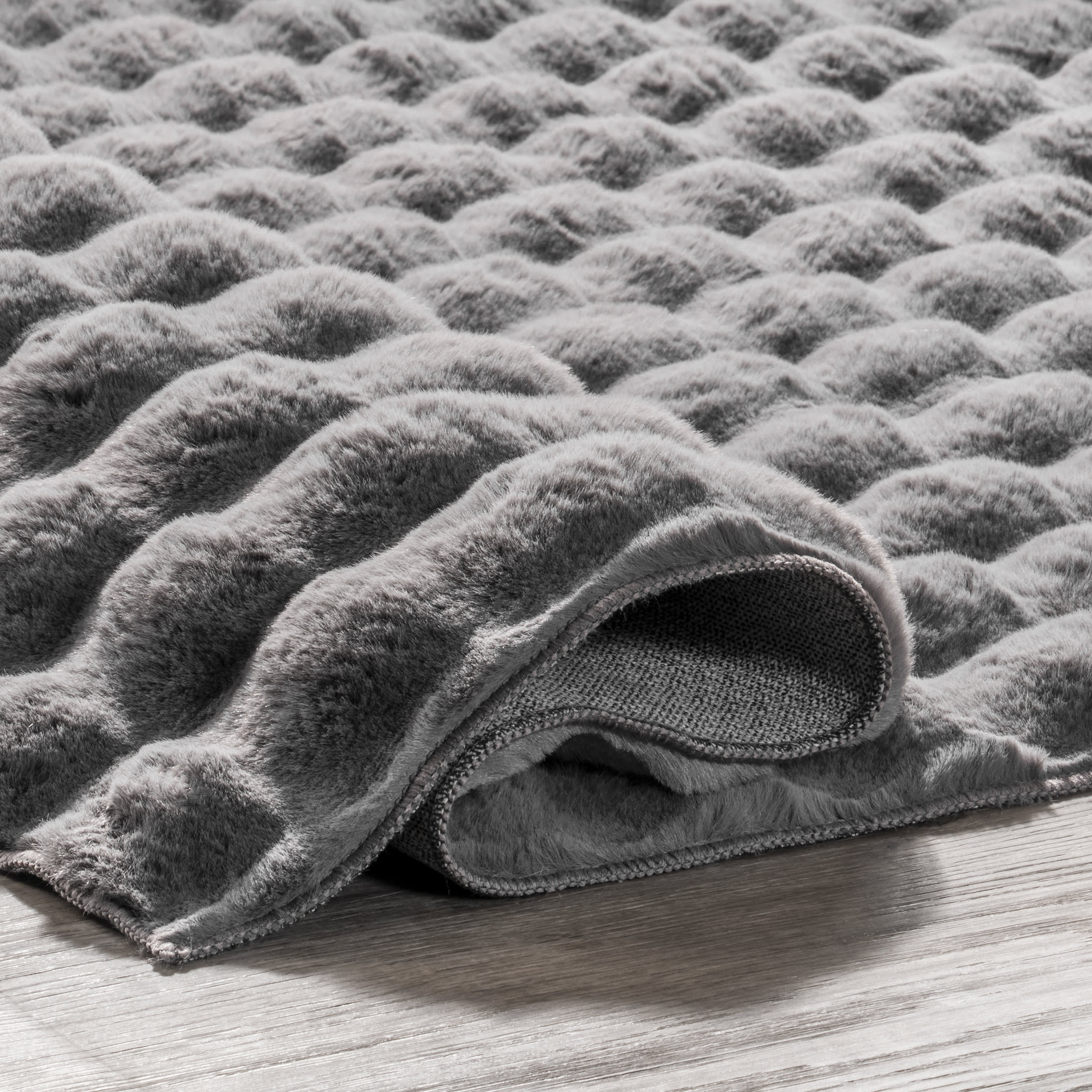 Katy Checkered Cloud Washable Rug | Dark Grey - Image 9