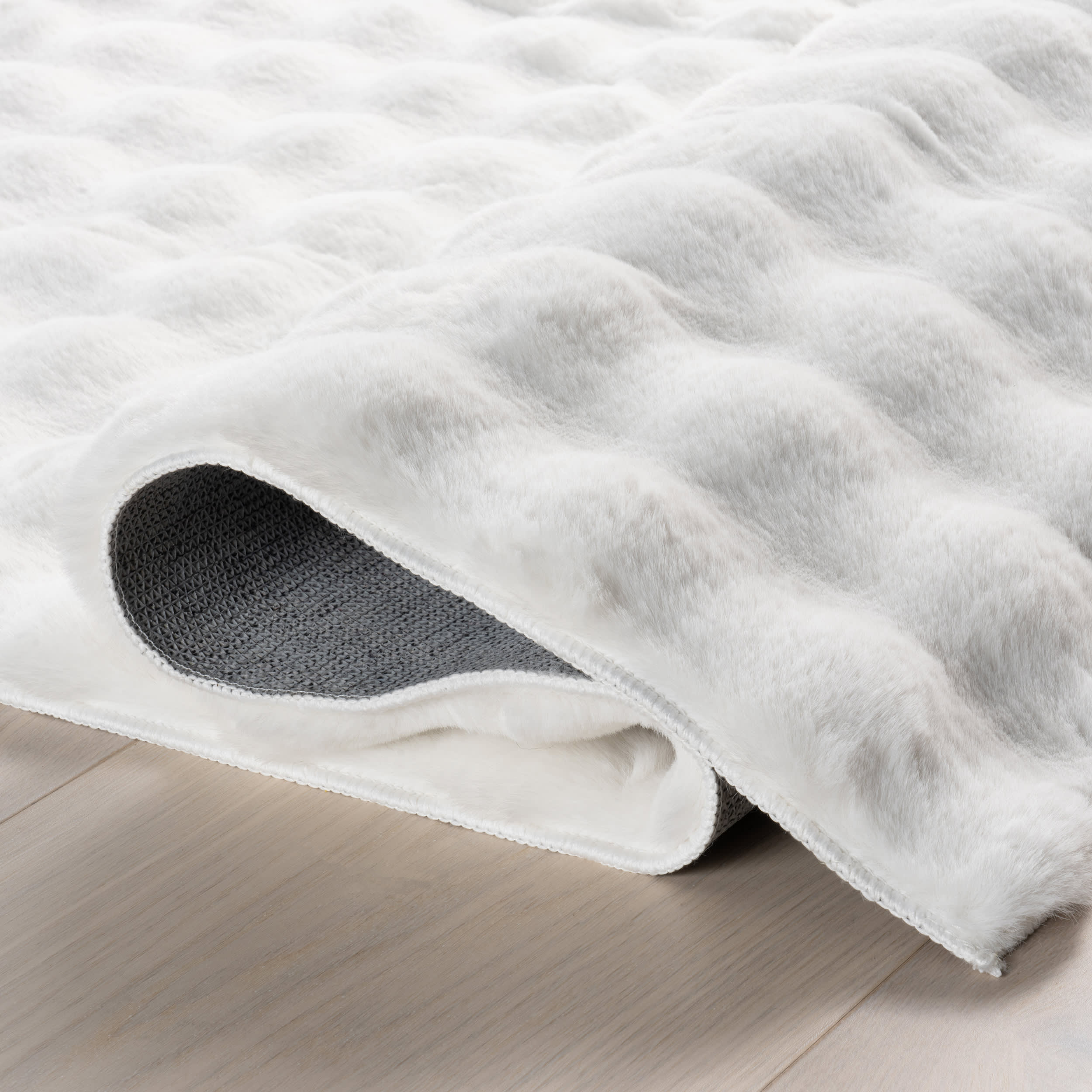 Katy Checkered Cloud Washable Rug | Off White - Image 9