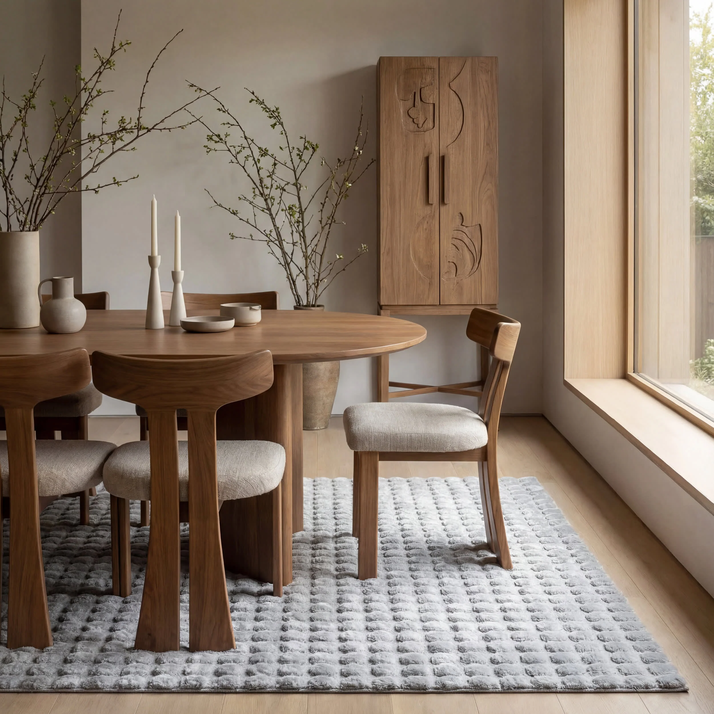 Katy Checkered Cloud Washable Rug | Silver - Image 5
