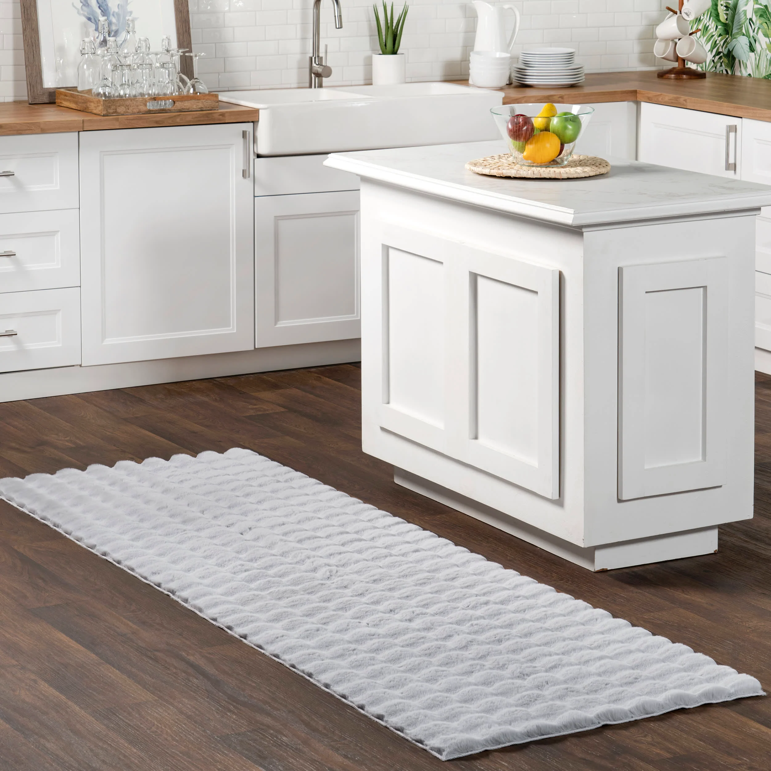 Katy Checkered Cloud Washable Rug | Silver - Image 6