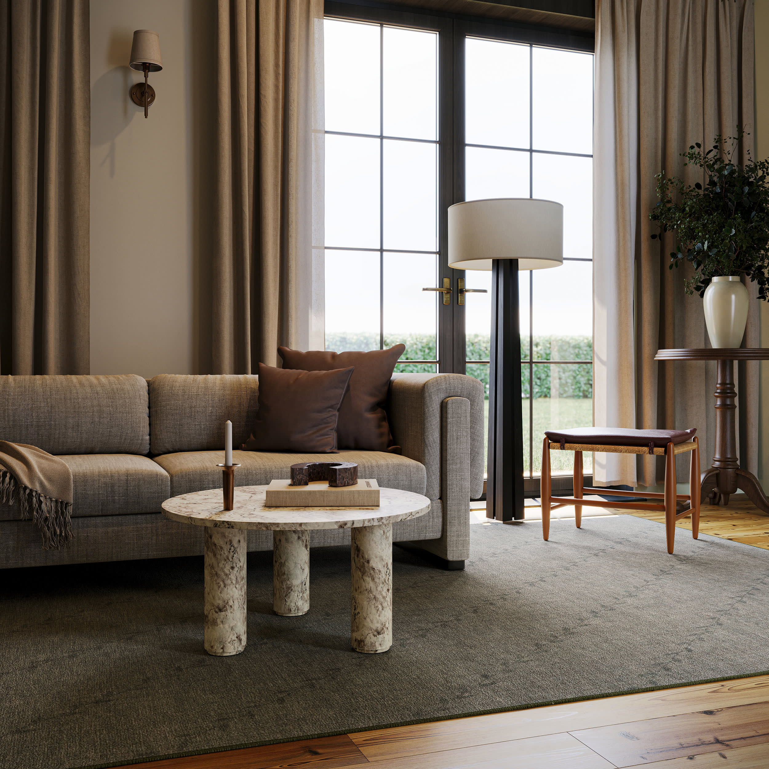 Ivy Floral Washable Rug by Nate Berkus | Charcoal - Image 3