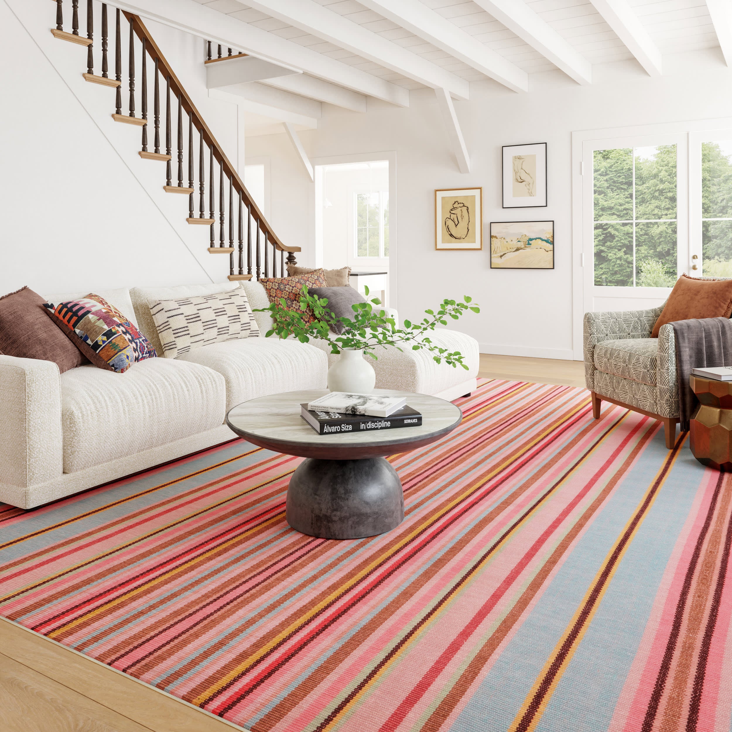Jamaica Stripe Machine Washable Rug | Multi - Image 2