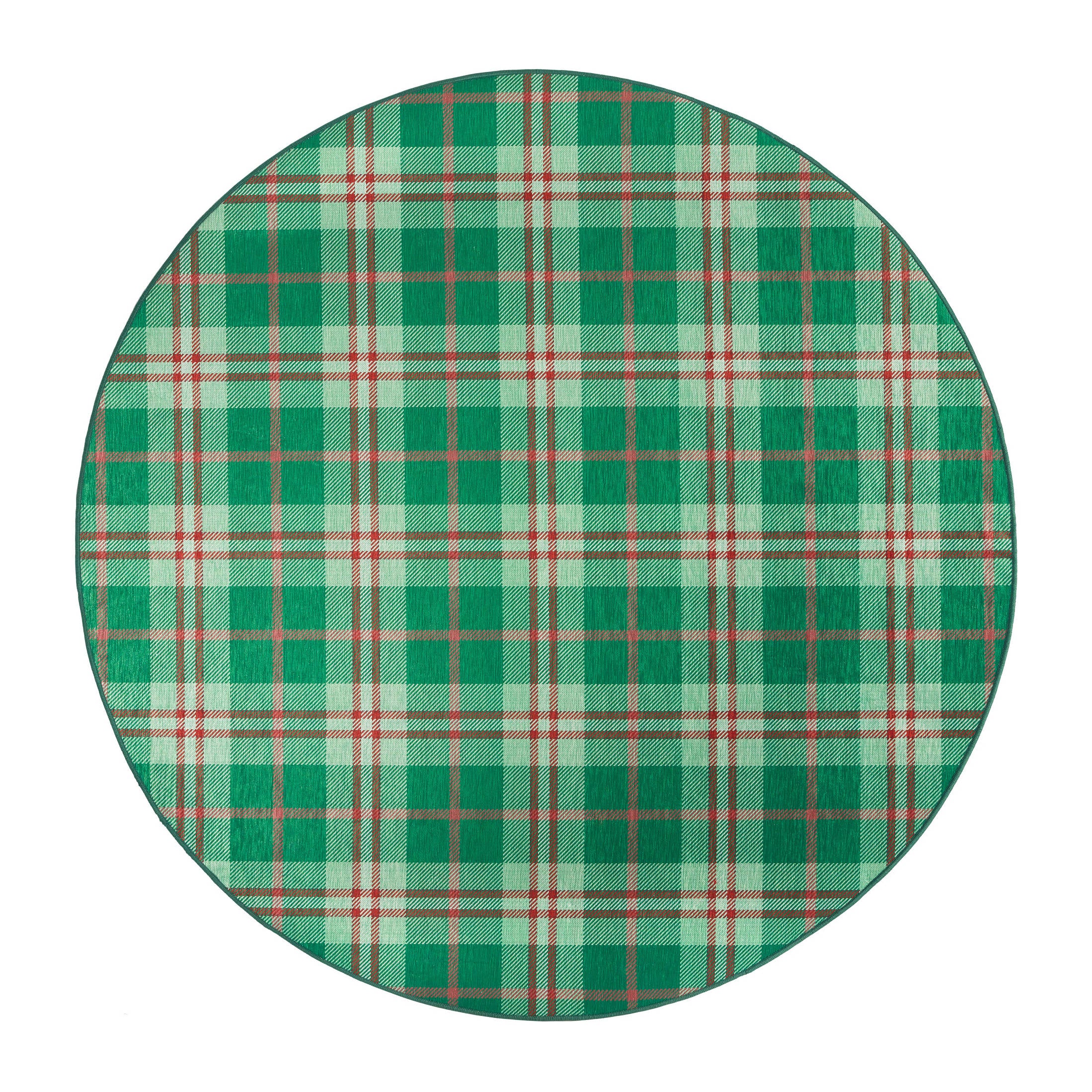 Jolly Plaid Machine Washable Rug | Green - Image 3