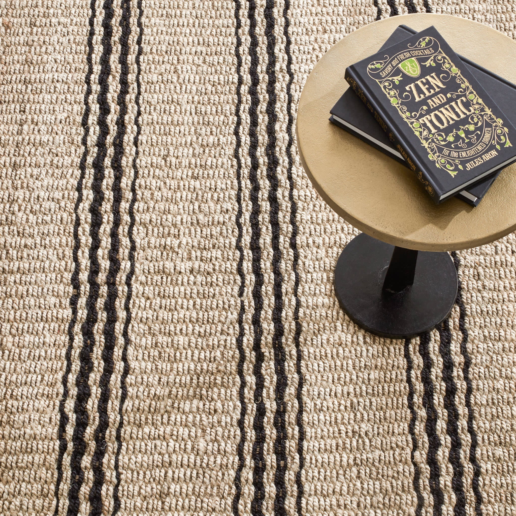 Jute Ticking Handwoven Jute Rug | Black - Image 4