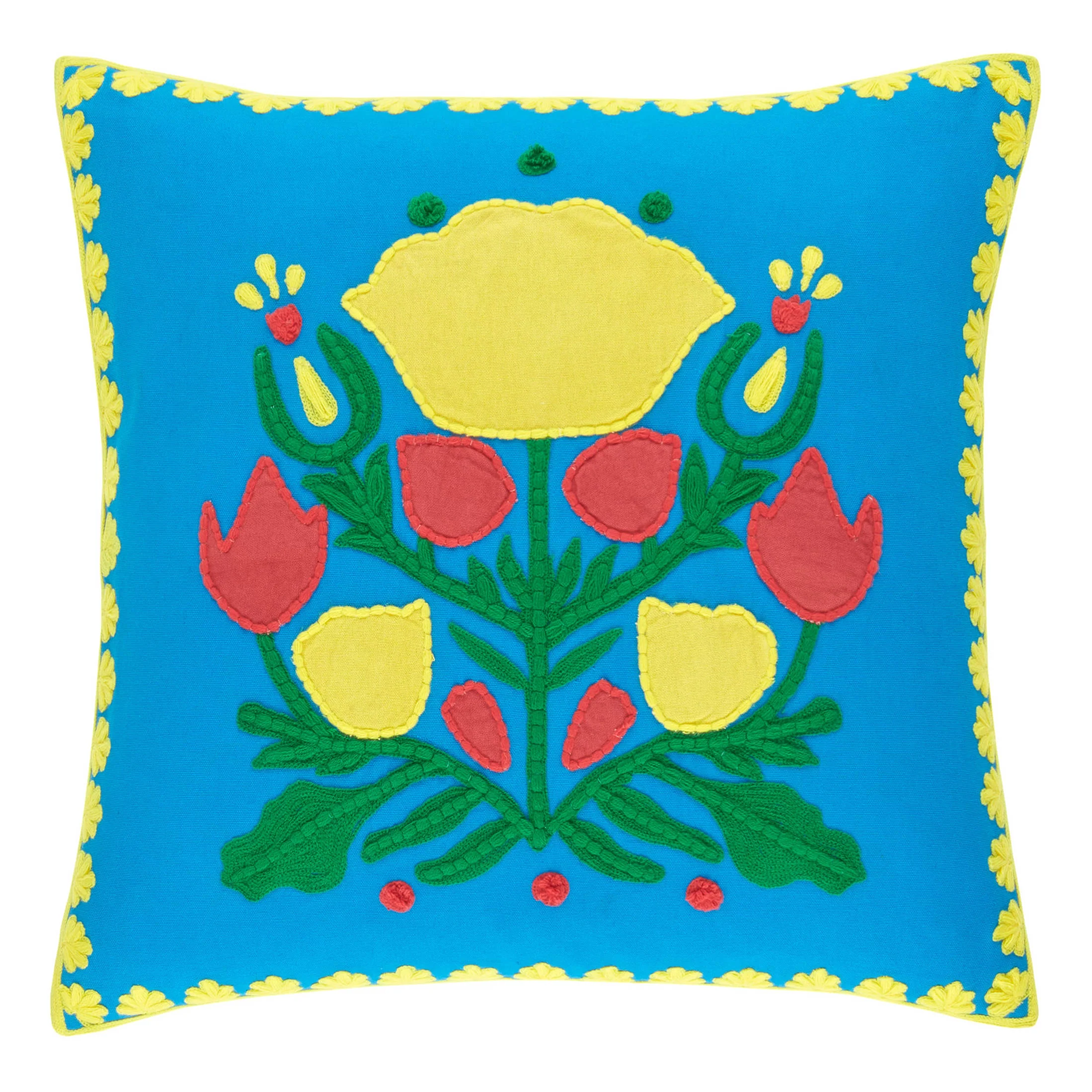 Kris Applique Decorative Pillow Cover | Blue - Image 3