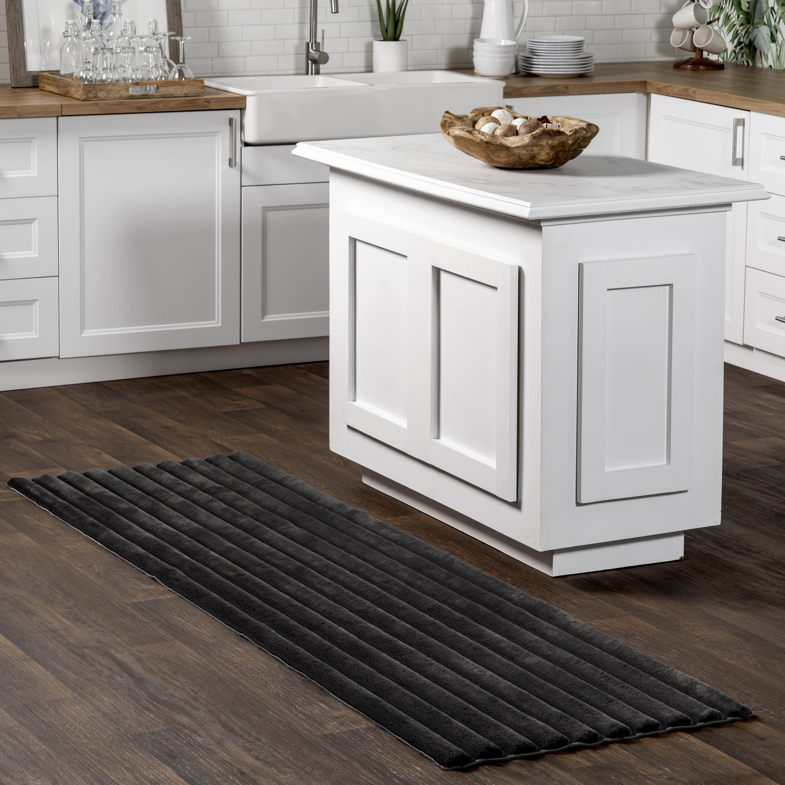 Remy Striped Cloud Washable Rug | Charcoal - Image 4