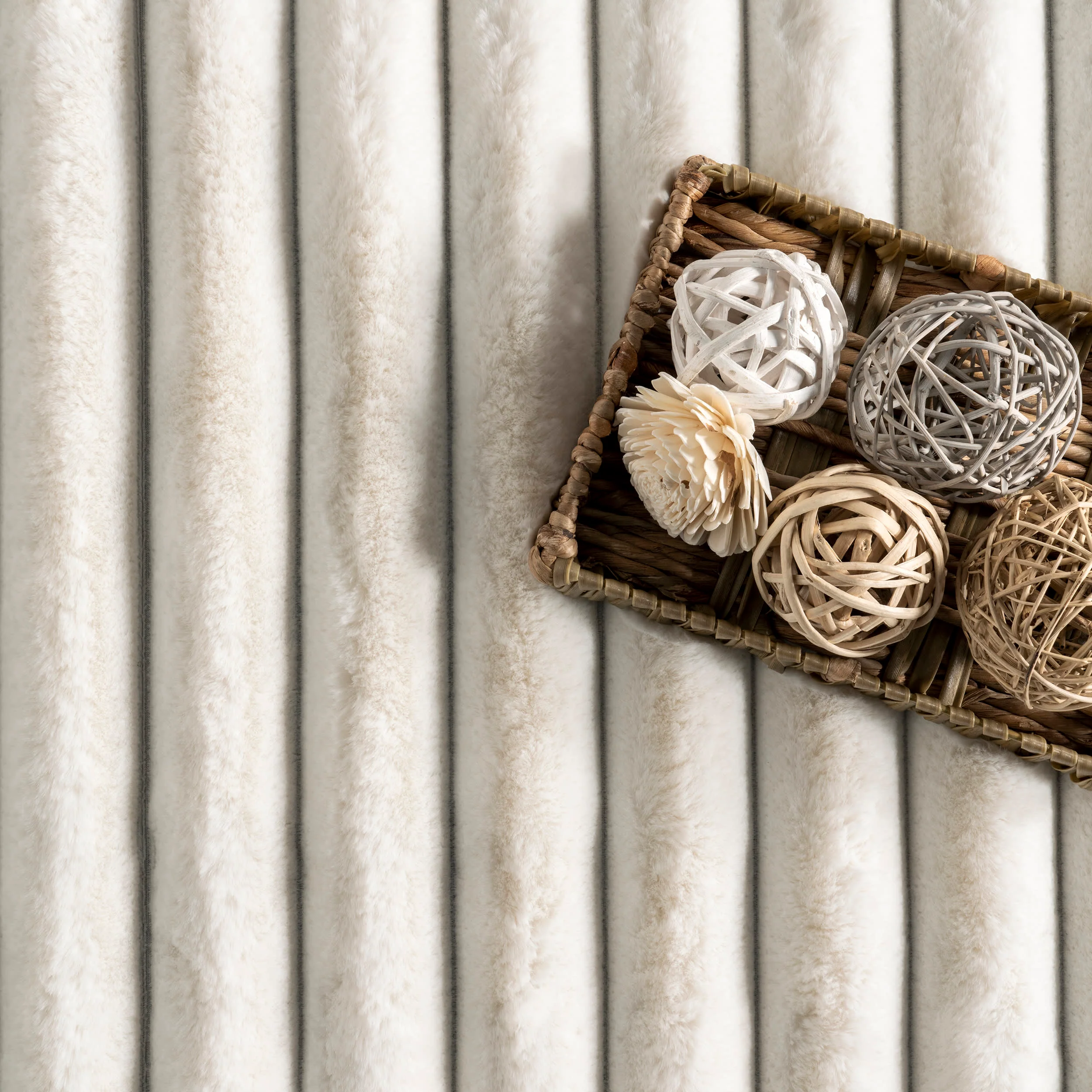 Remy Striped Cloud Washable Rug | Off White - Image 4