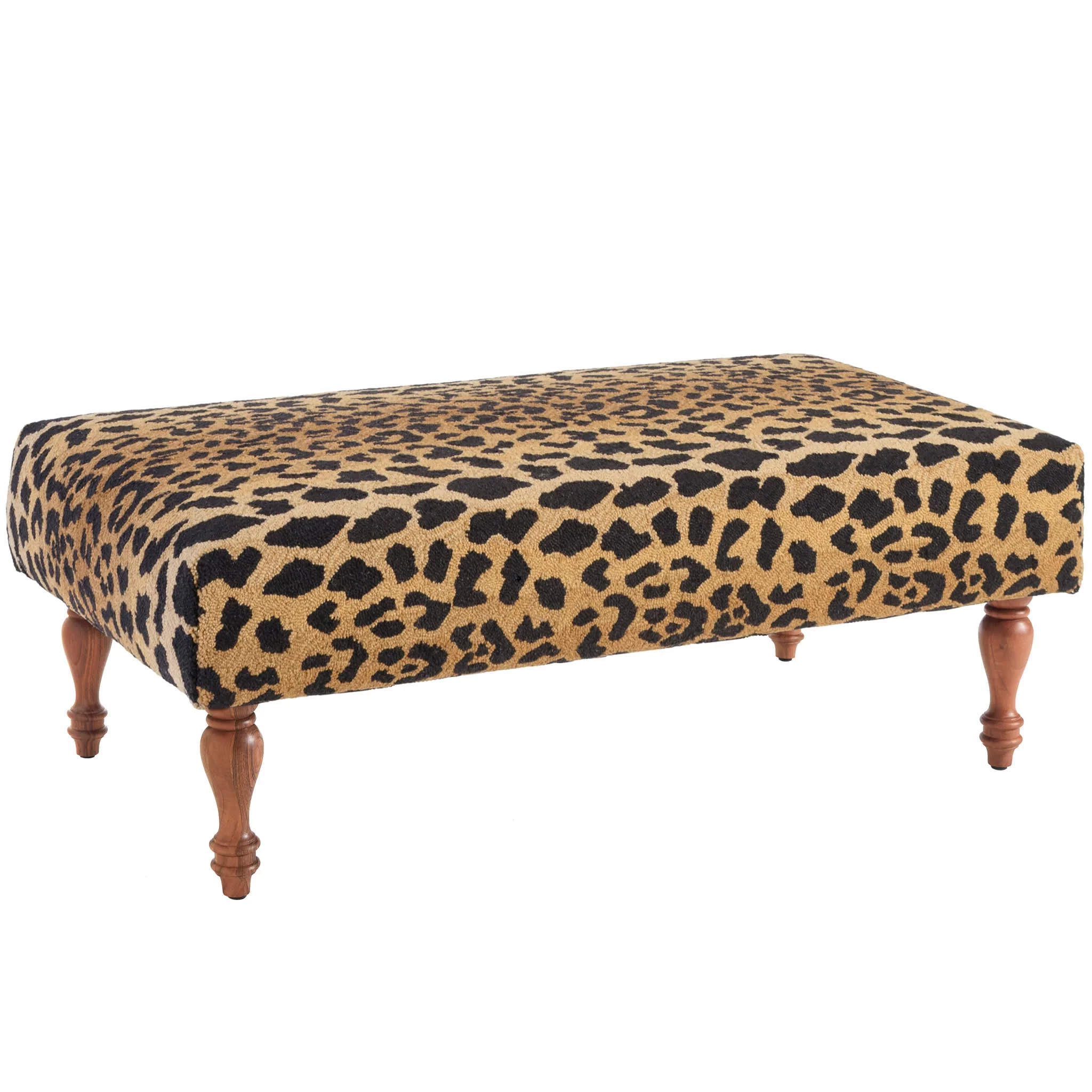 Leopard Rug Ottoman | Brown - Image 3