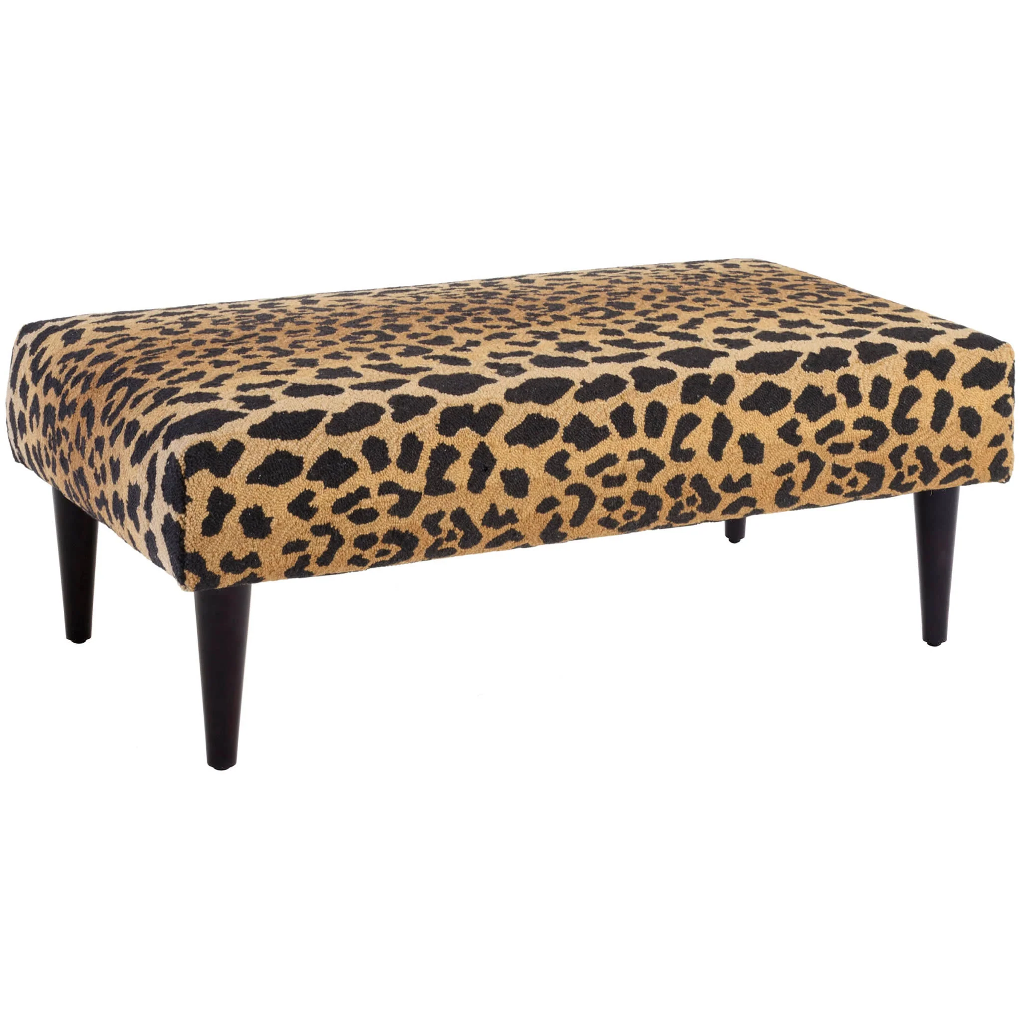 Leopard Rug Ottoman | Brown - Image 4