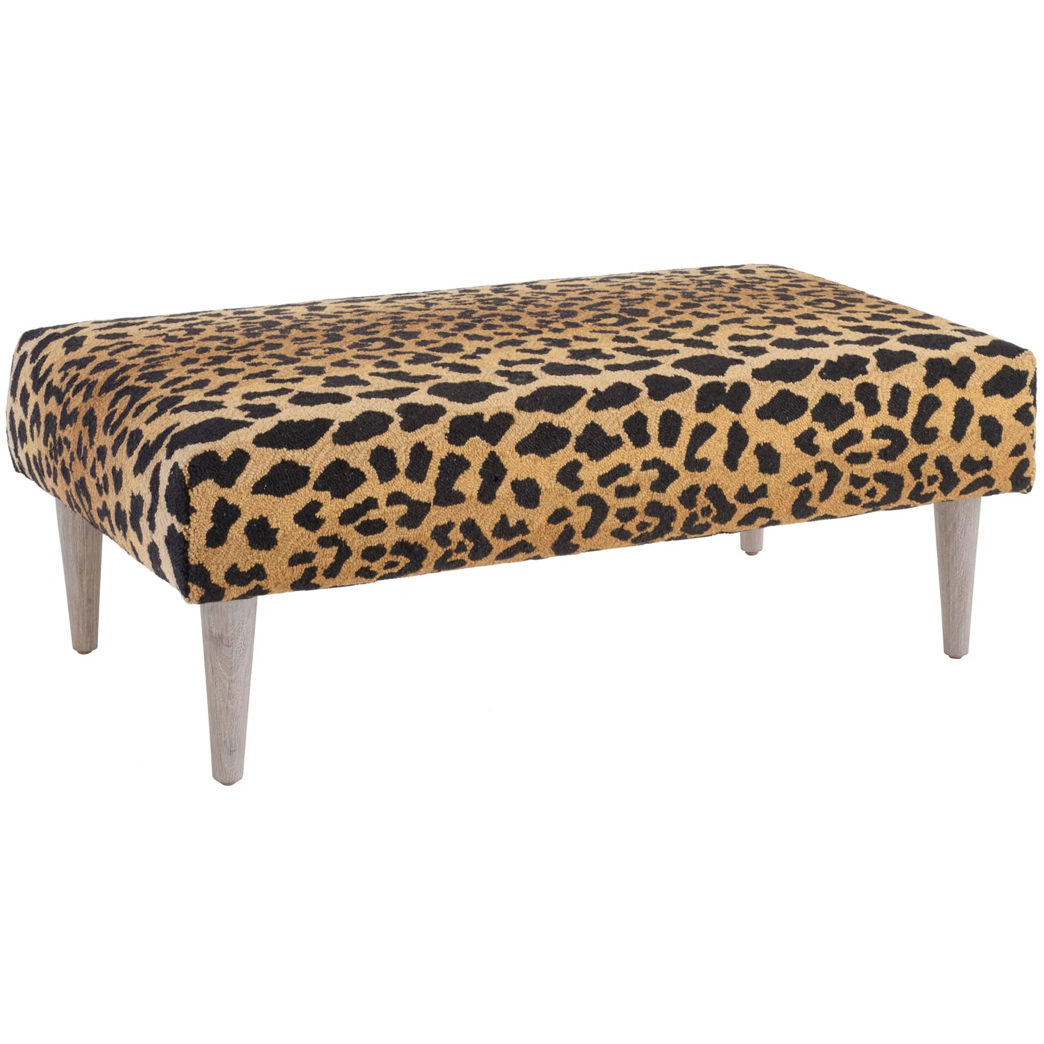 Leopard Rug Ottoman | Brown - Image 5