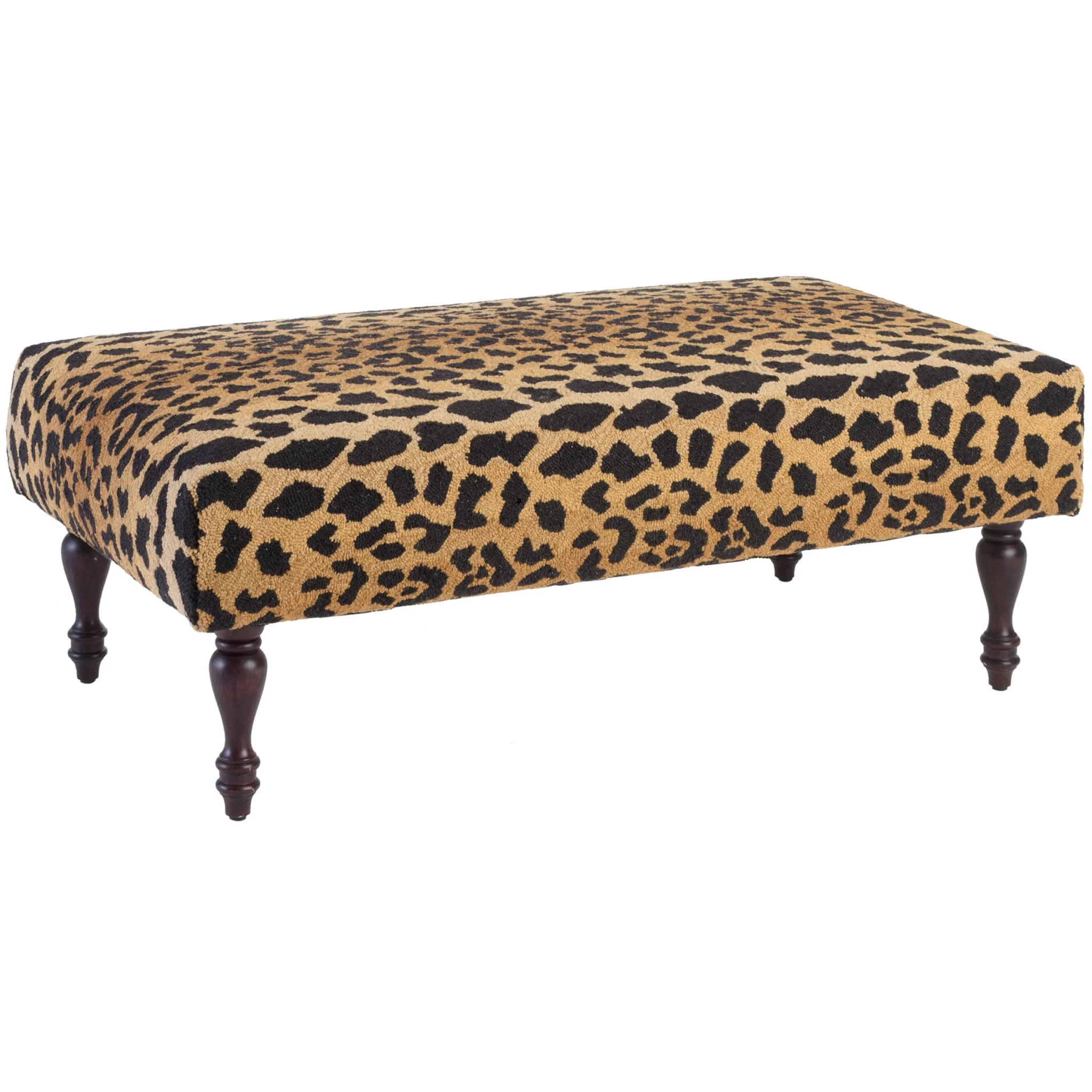 Leopard Rug Ottoman | Brown - Image 6