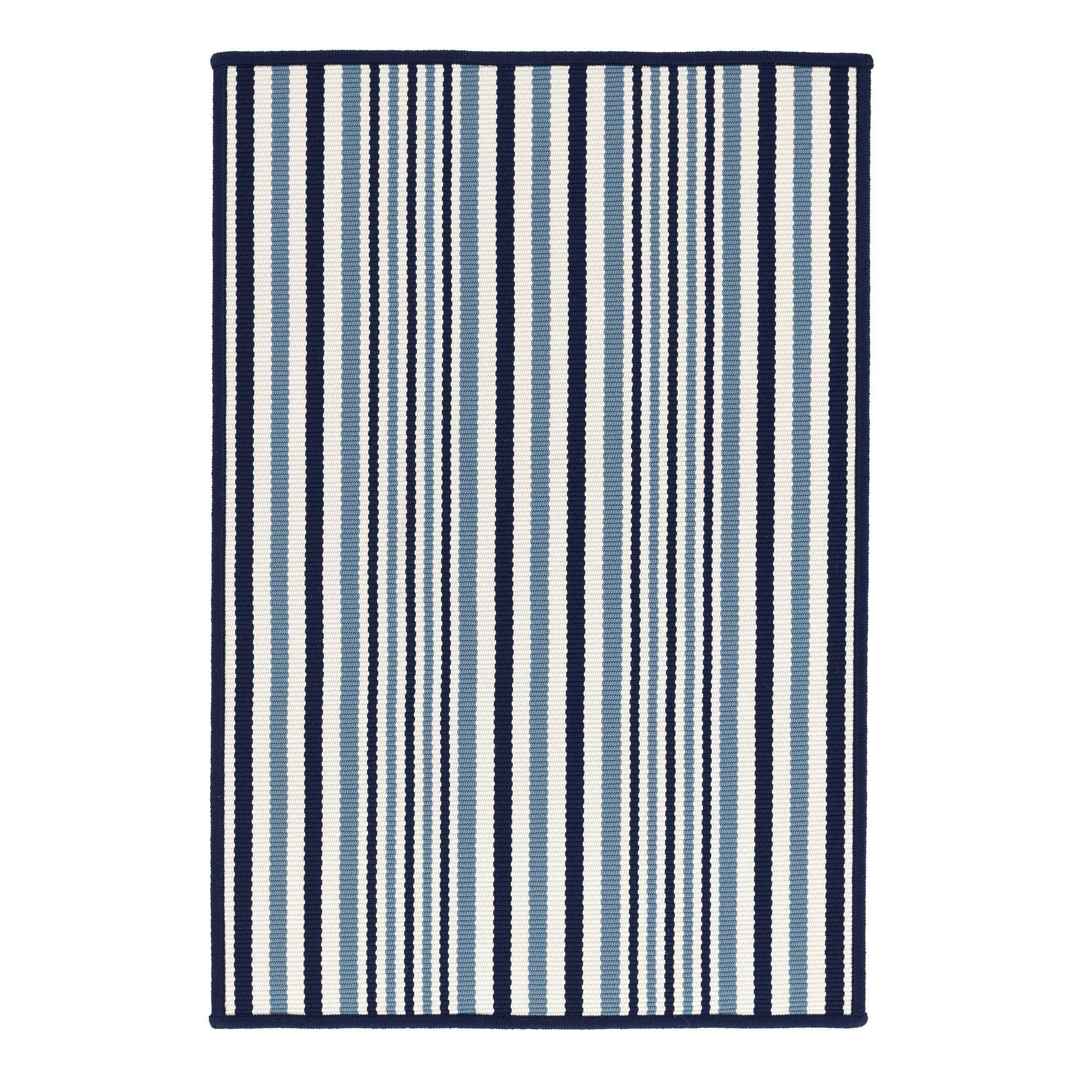 Lyndon Stripe Woven Indoor/Outdoor Custom Rug | Denim