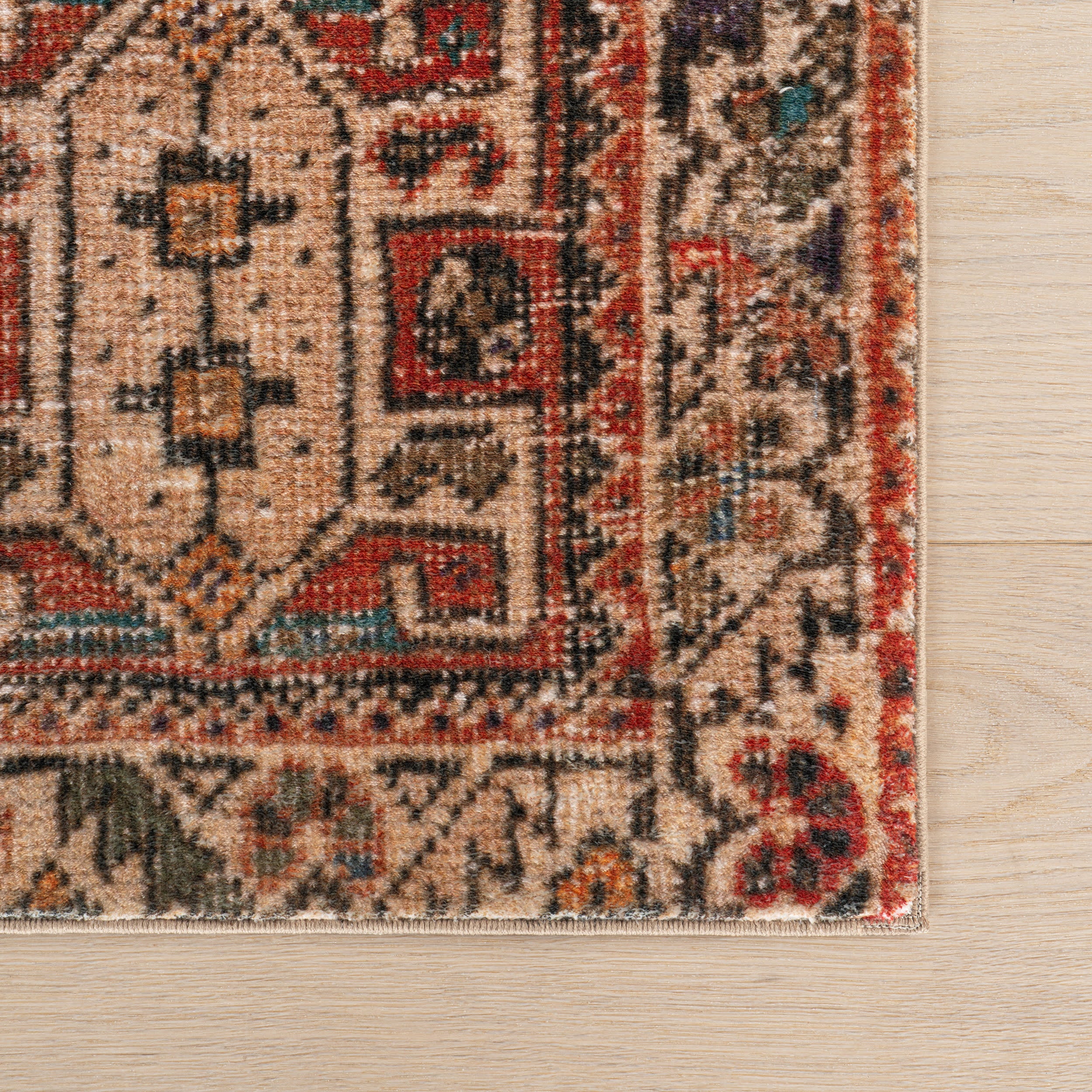 Madel Medallion Washable Rug | Red - Image 6