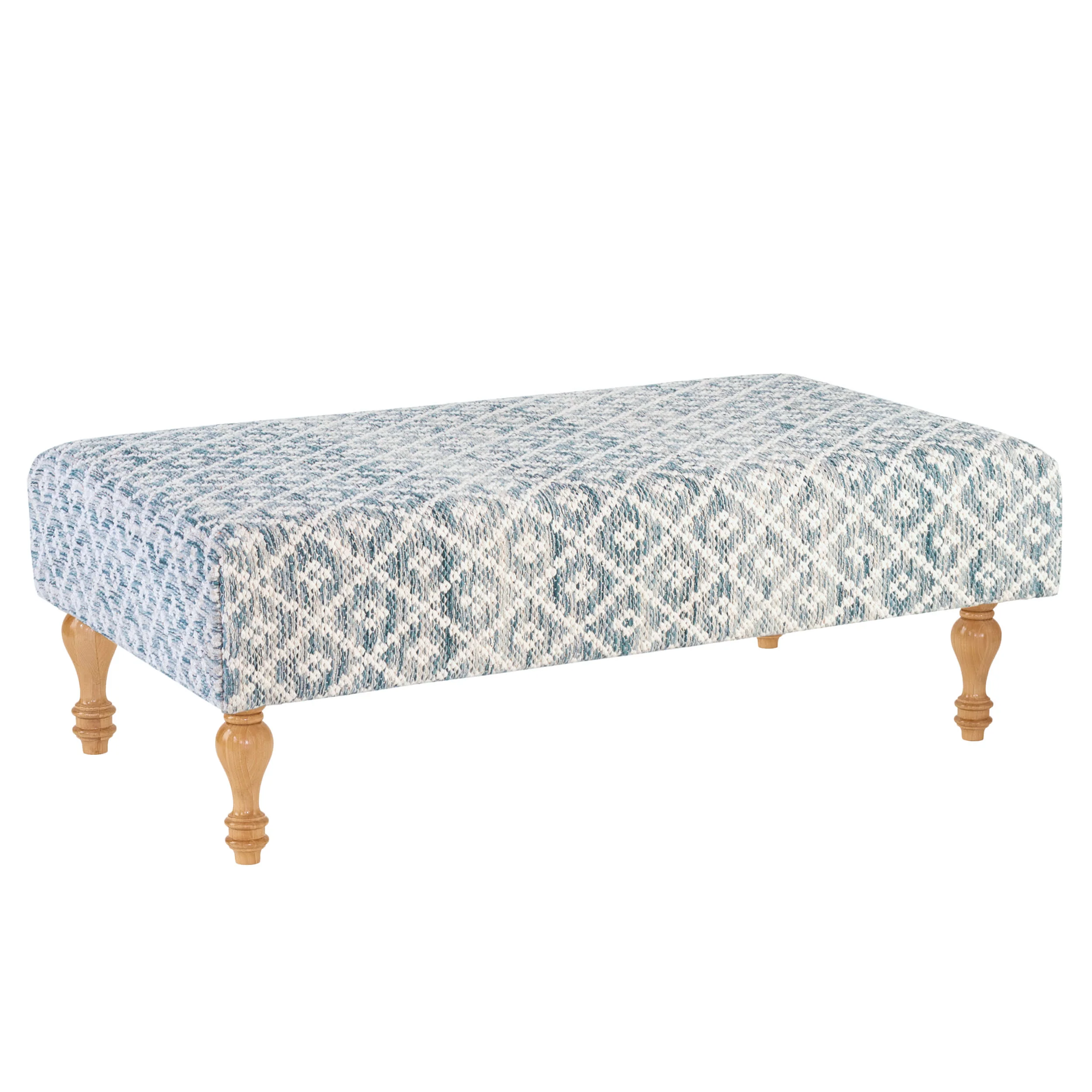 Melange Diamond Blue Custom Rug Ottoman | Blue - Image 2