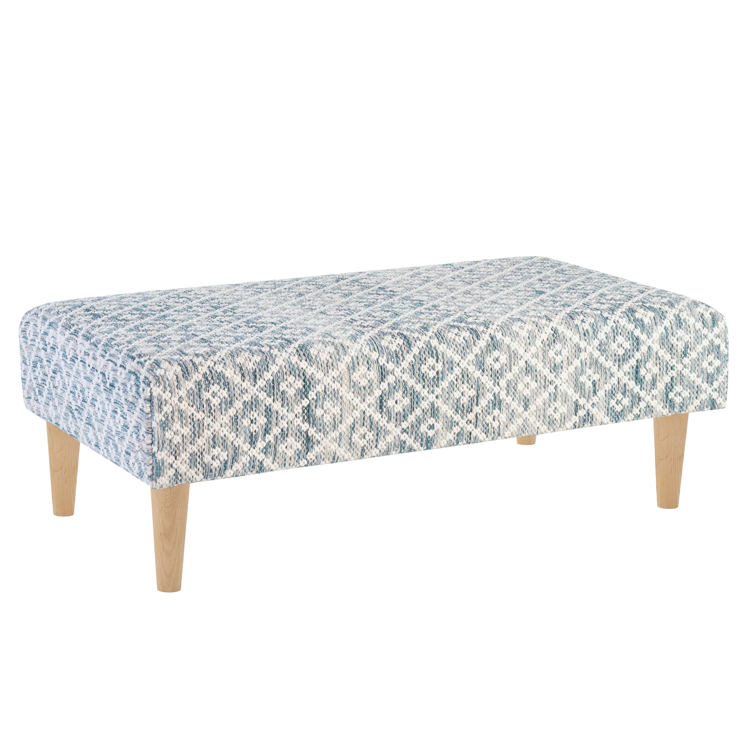 Melange Diamond Blue Custom Rug Ottoman | Blue - Image 3
