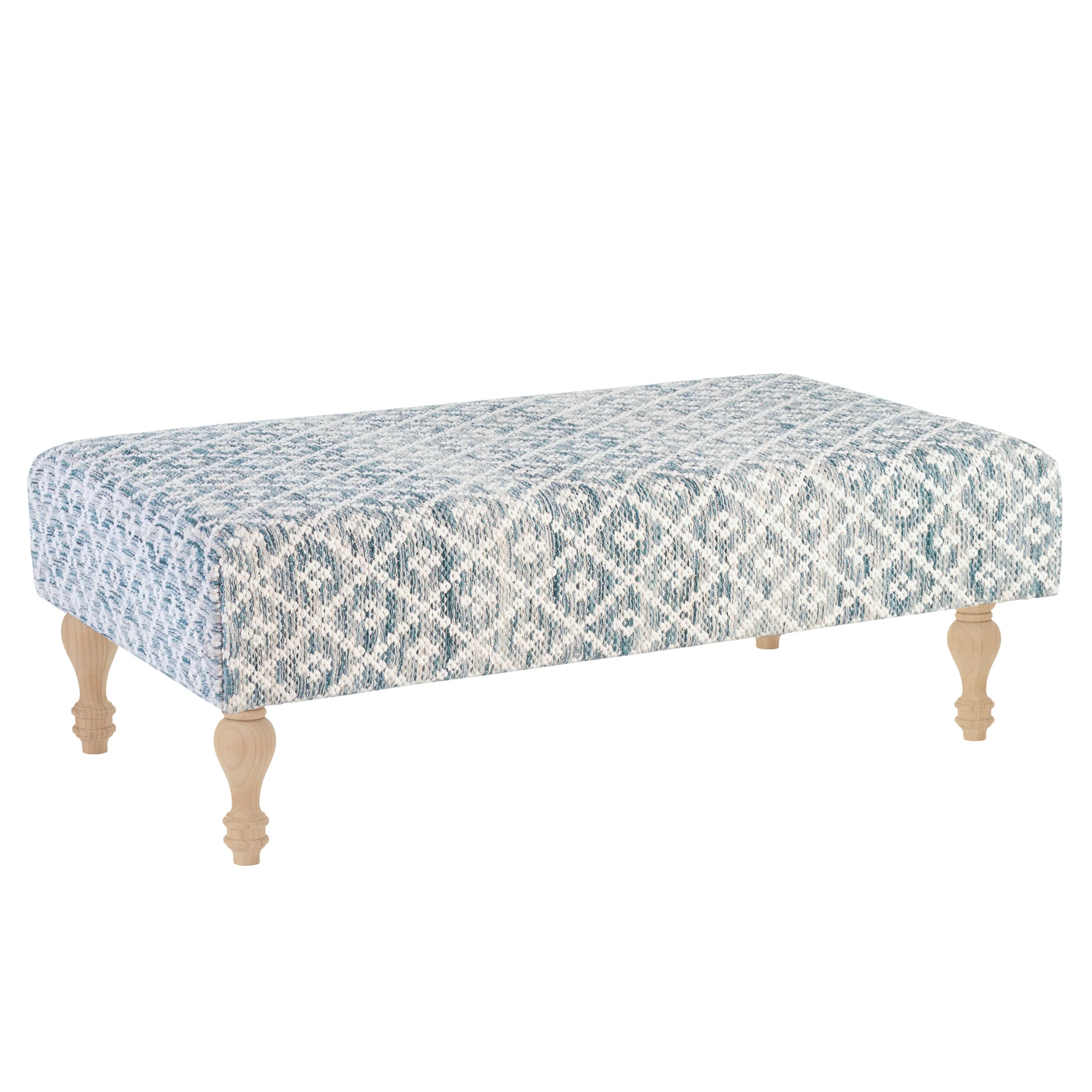 Melange Diamond Blue Custom Rug Ottoman | Blue - Image 4