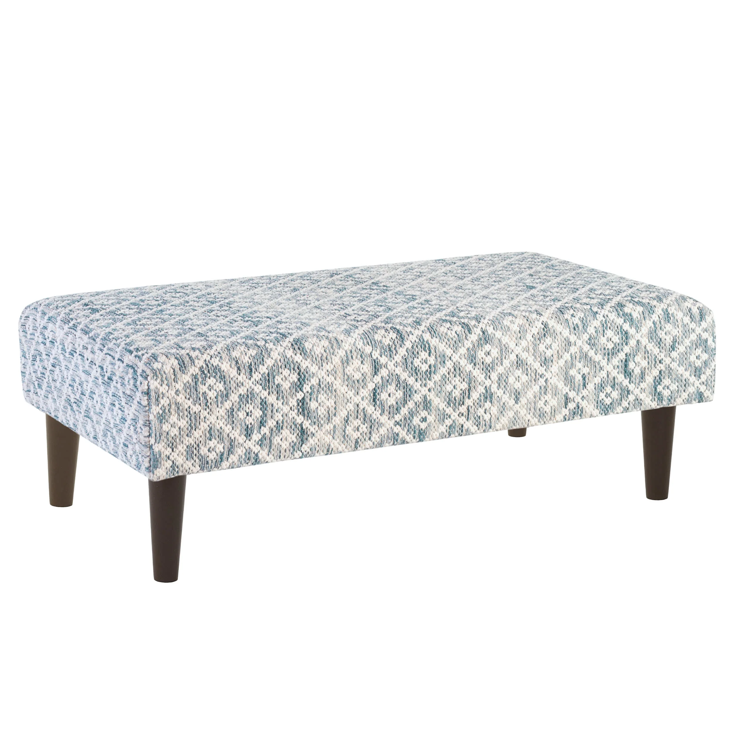Melange Diamond Blue Custom Rug Ottoman | Blue - Image 5