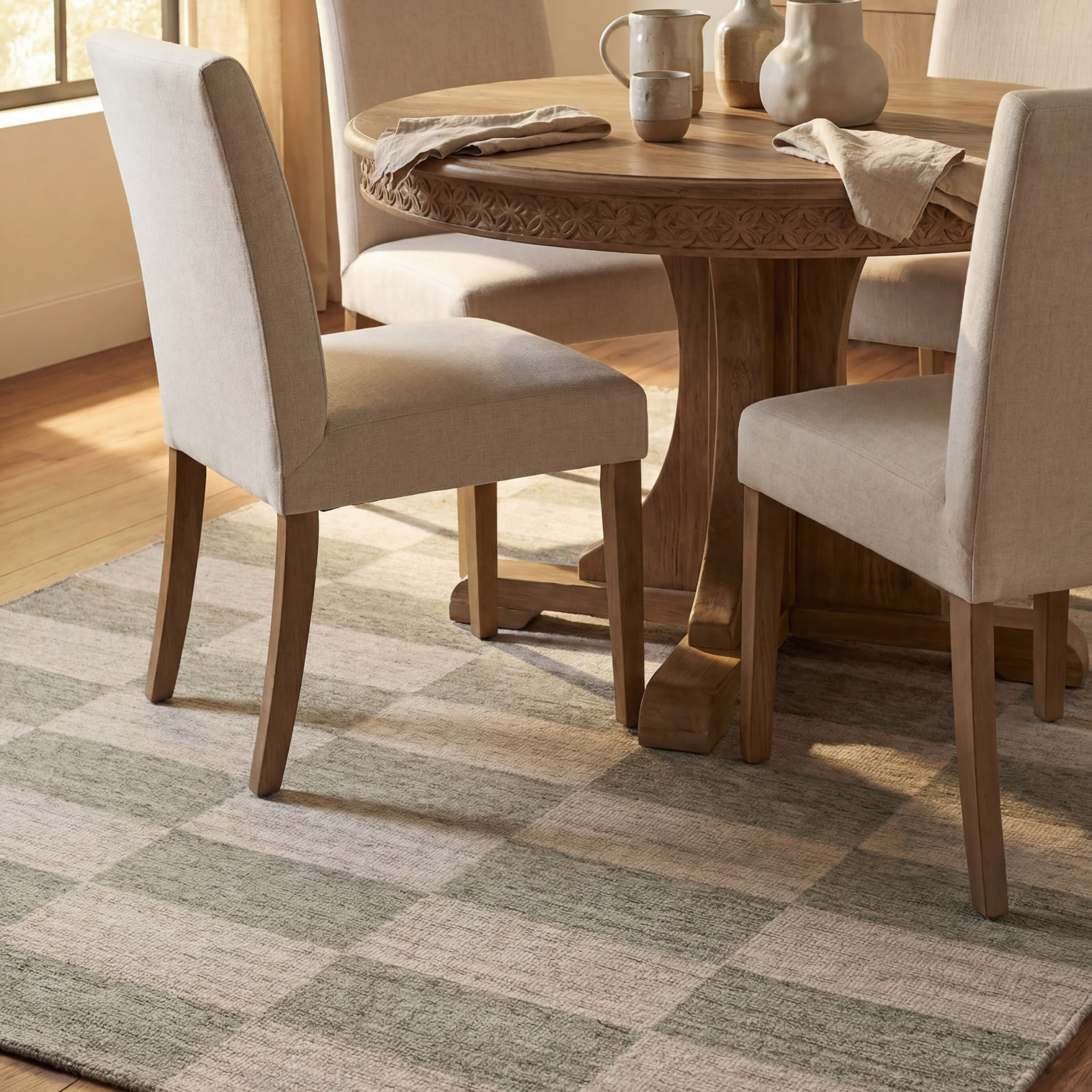 Mephira Checkered Washable Rug | Green - Image 4