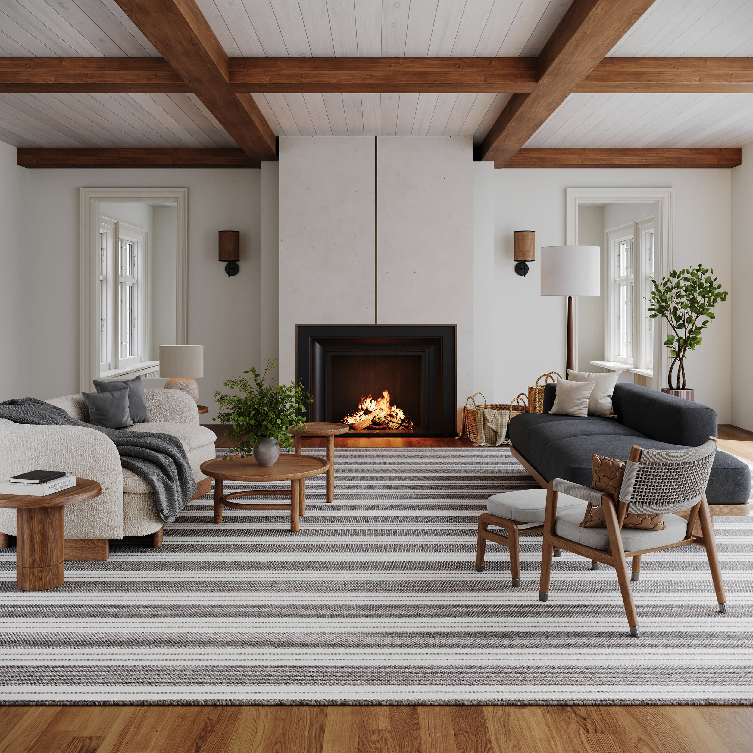 Meredith Wide Striped Indoor/Outdoor Custom Rug | Grey - Image 2