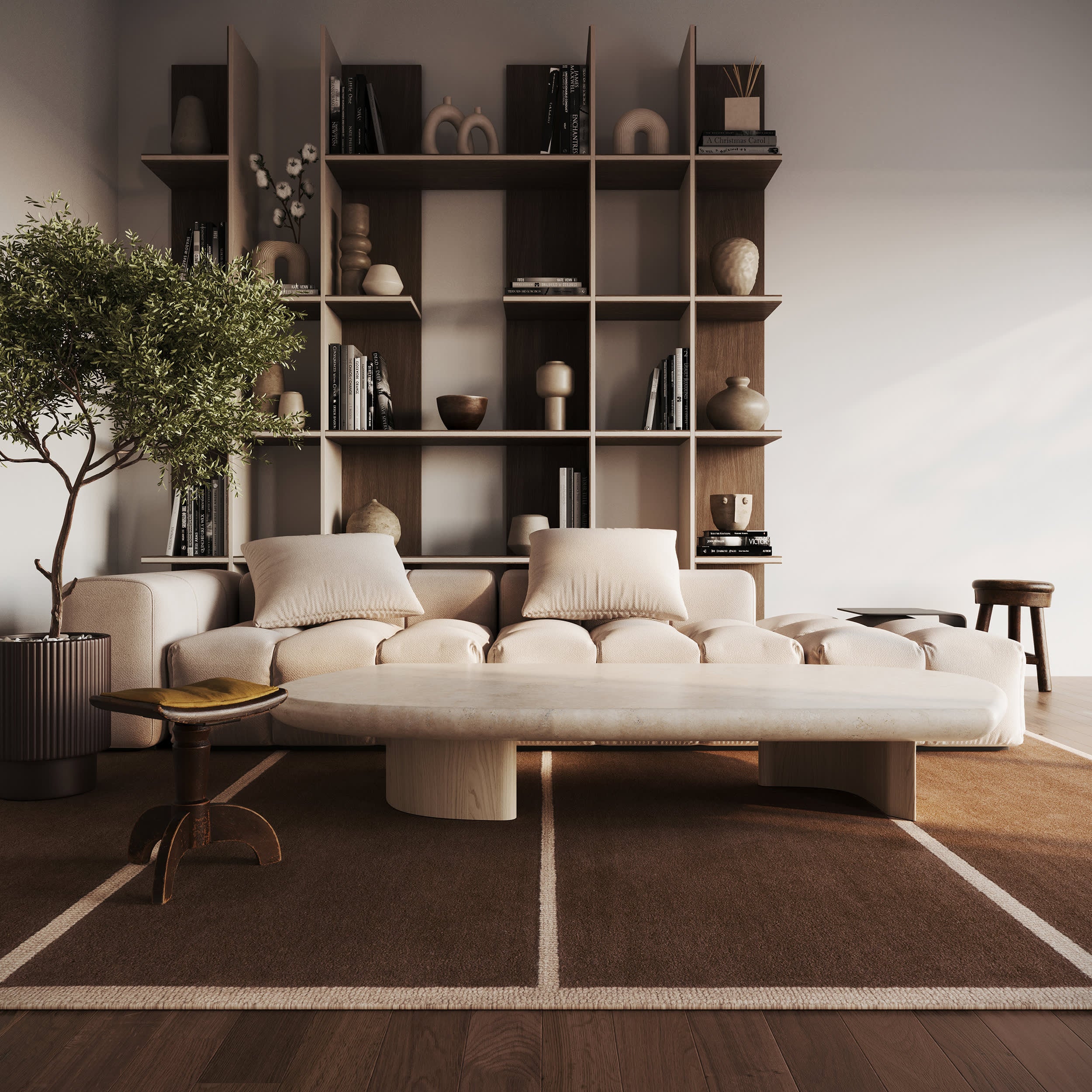 Mira Mid-Century Geometric Rug | Brown - Image 2
