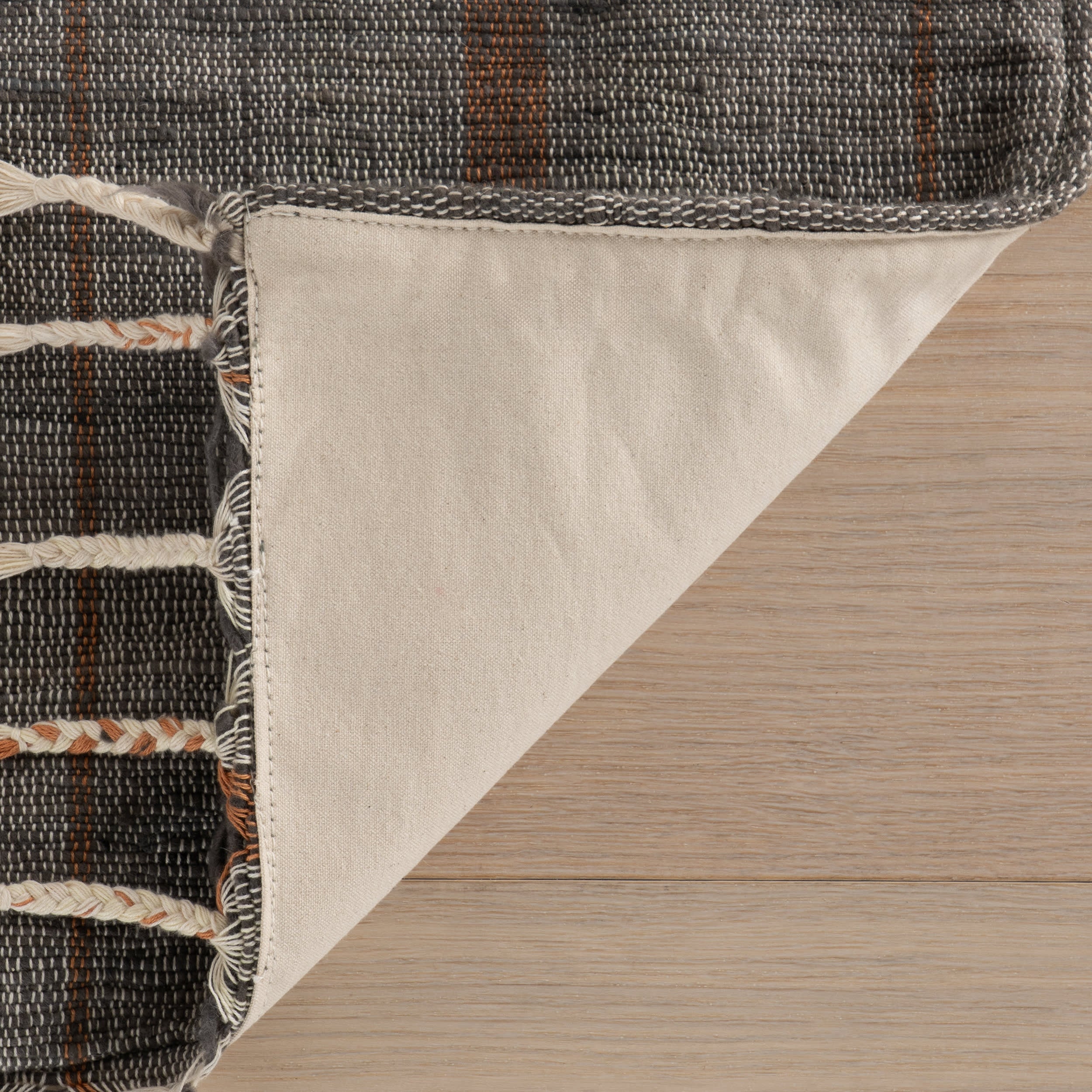 Nare Striped Handmade Cotton Rug | Grey - Image 3
