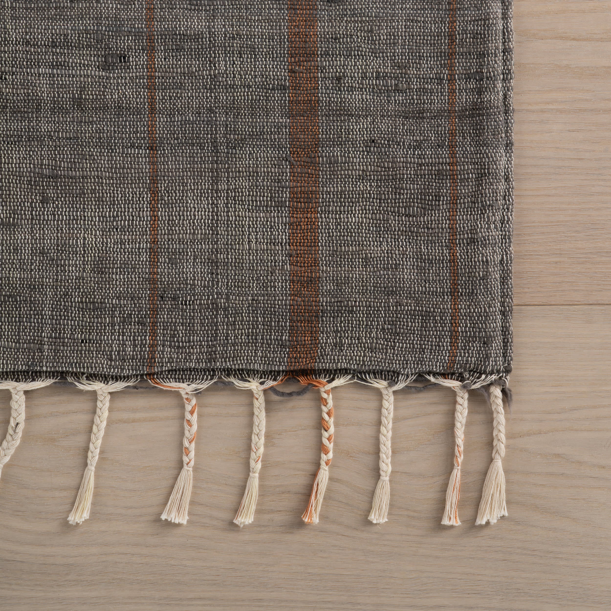 Nare Striped Handmade Cotton Rug | Grey - Image 4